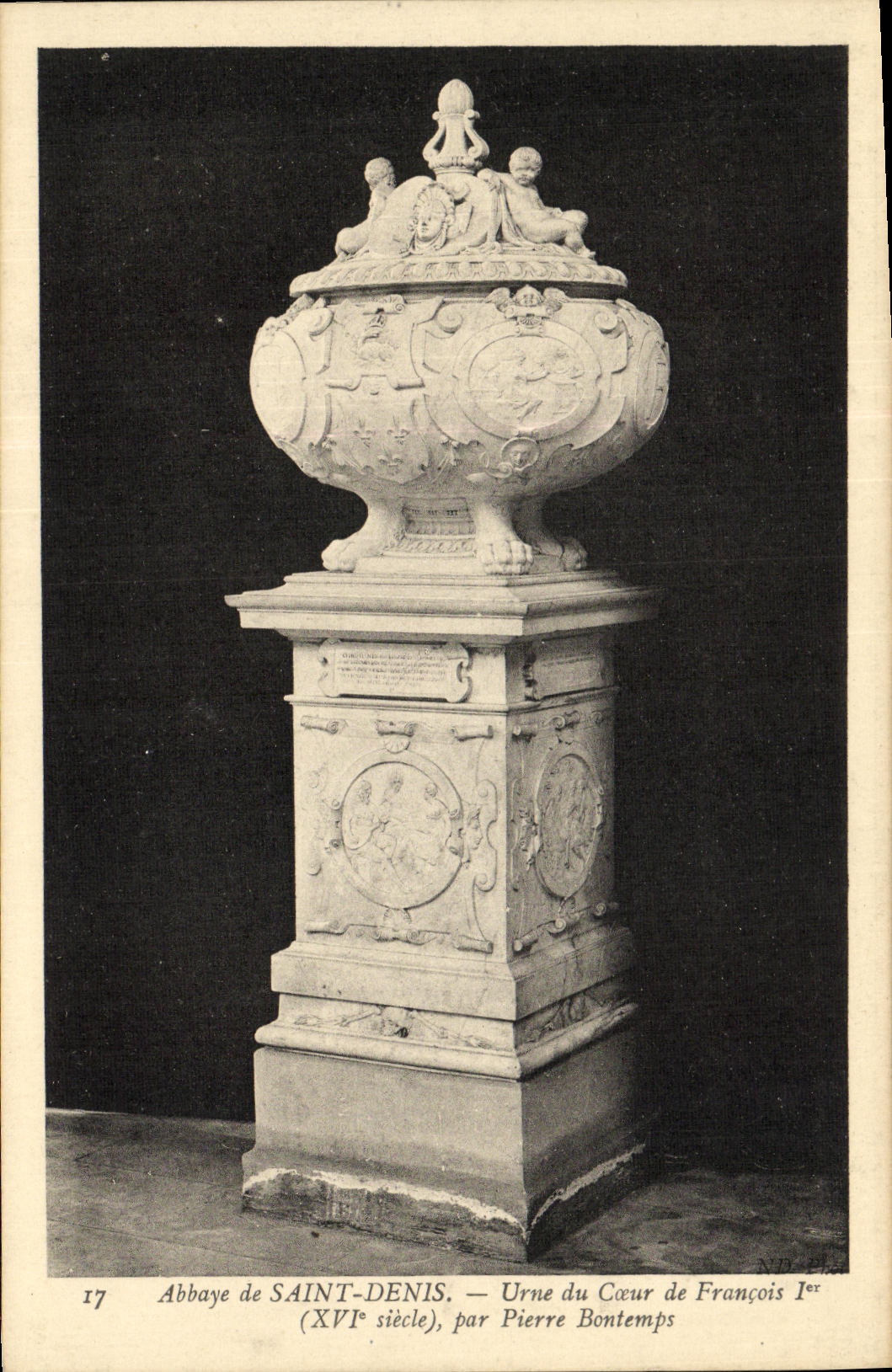 VINTAGE POSTCARD Abbey of Saint Denis Ballot box of the Heart of Francois 1st by Pierre Bontemps