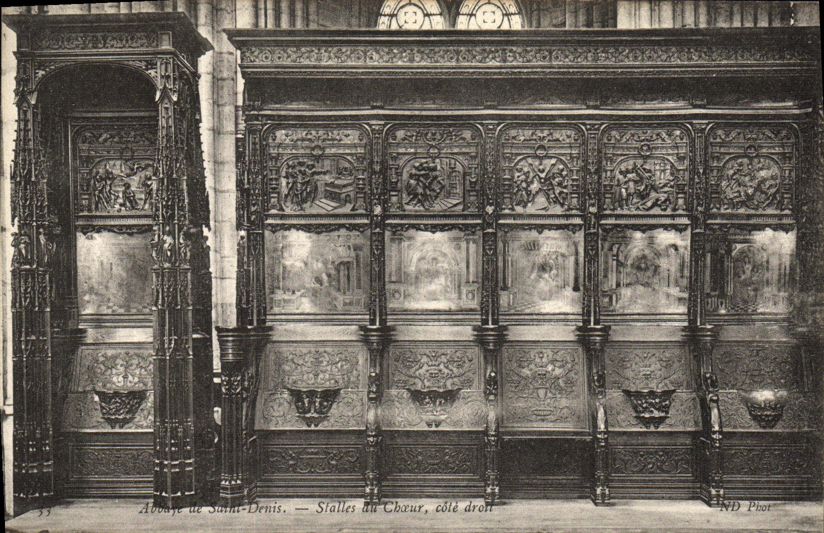 VINTAGE POSTCARD Abbey of Saint Denis Stalls of the Chorus