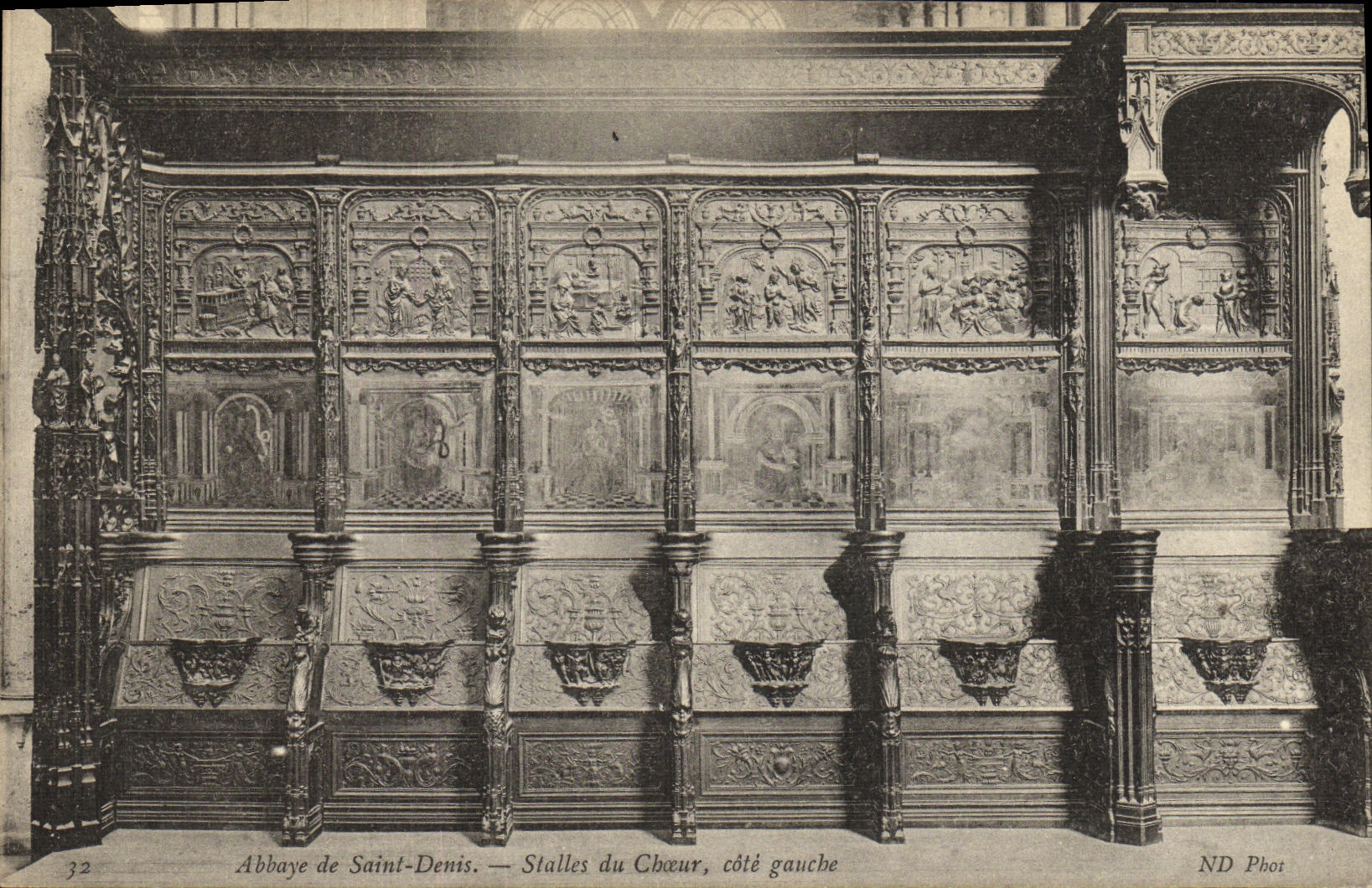 VINTAGE POSTCARD Abbey of Saint Denis Stalls of the Chorus Left side