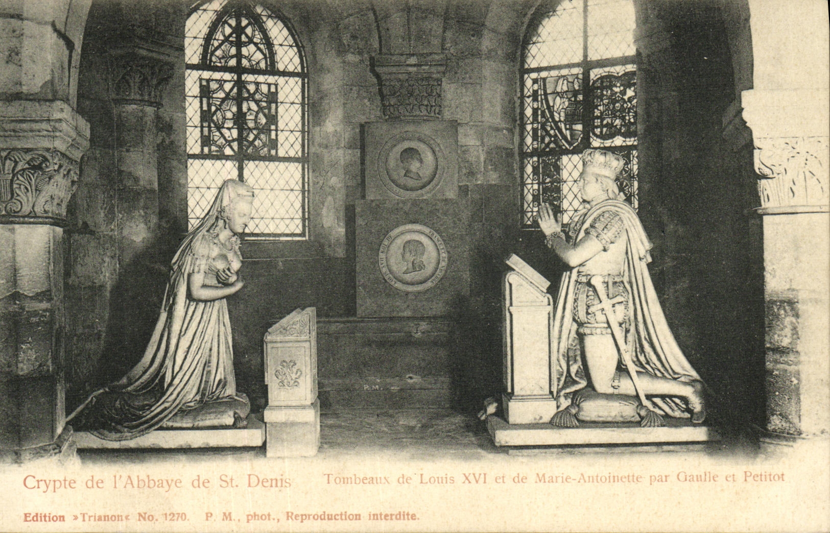 VINTAGE POSTCARD Crypt of L Abbey of Saint Denis Tomb of Louis XVI and Marie Antoinette by Gaulle and Petitot