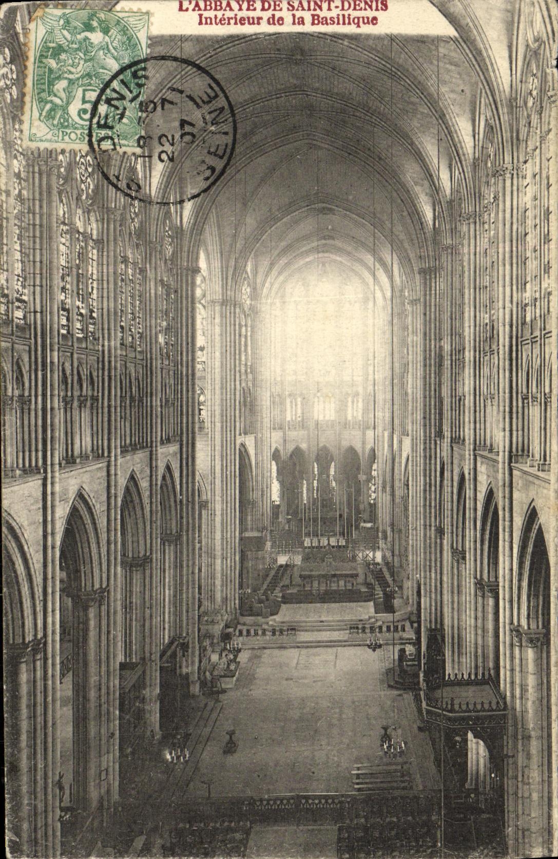 VINTAGE POSTCARD L Abbey of Interior Denis Saint of the Basilica
