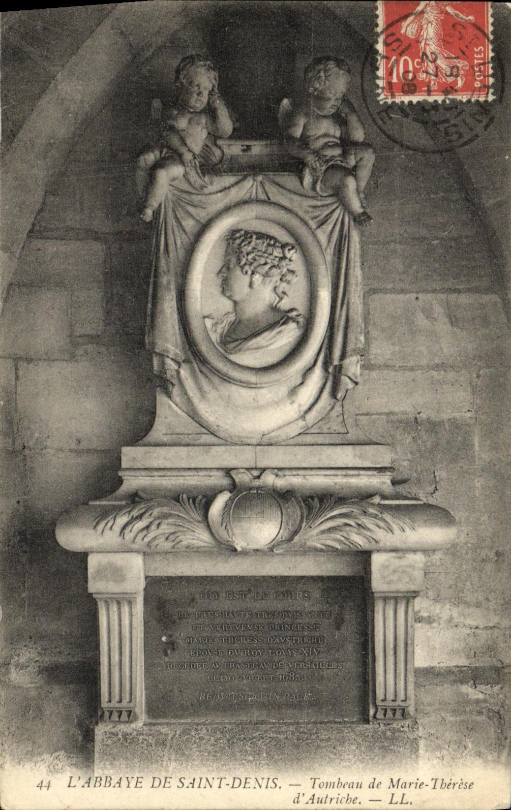 VINTAGE POSTCARD Abbey of Saint Denis Tomb of Marie Therese D Austria