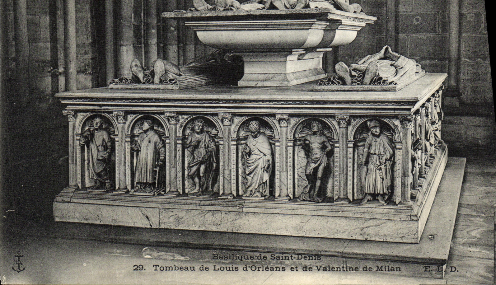 VINTAGE POSTCARD Basilica of Saint Denis Tomb of Louis D Orleans and Valentine of Milan