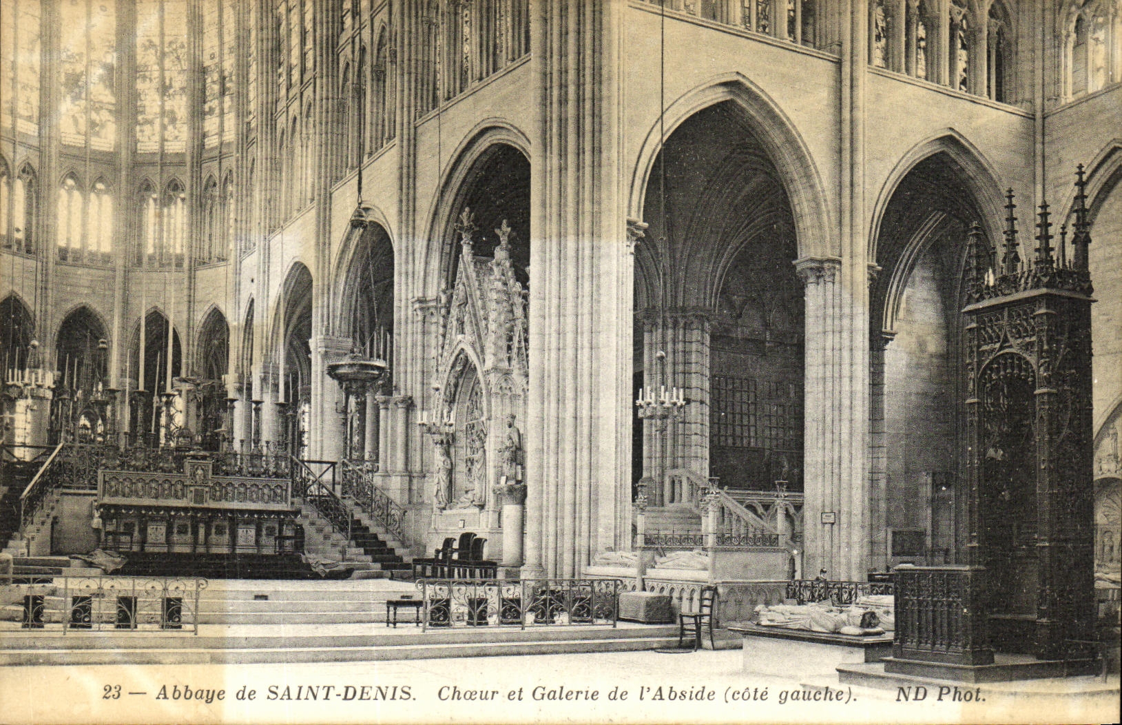 VINTAGE POSTCARD L Abbey Of Saint Denis Chorus and Gallery of L Apse