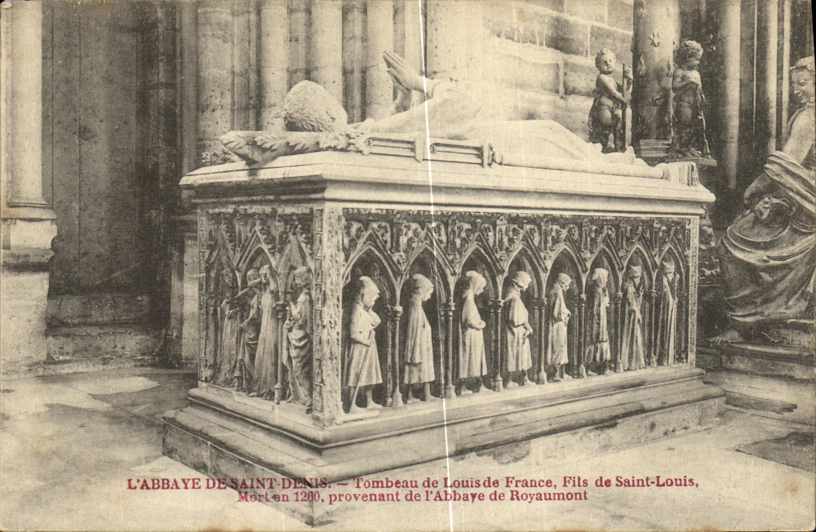 VINTAGE POSTCARD L Abbey Of Saint Denis Tomb of Louis de France Wire of Saint Louis coming from L abbey of Royaumont