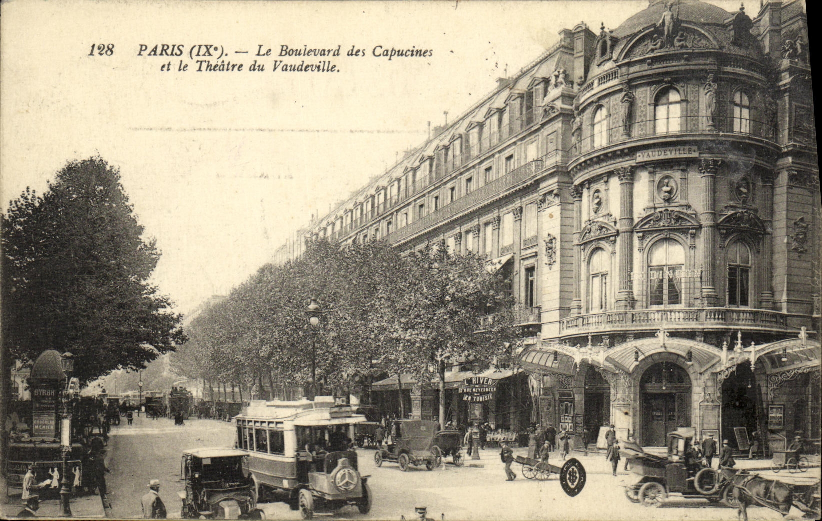 VINTAGE POSTCARD Paris the Boulevard of the Nasturtiums and the Theater of Vaudeville