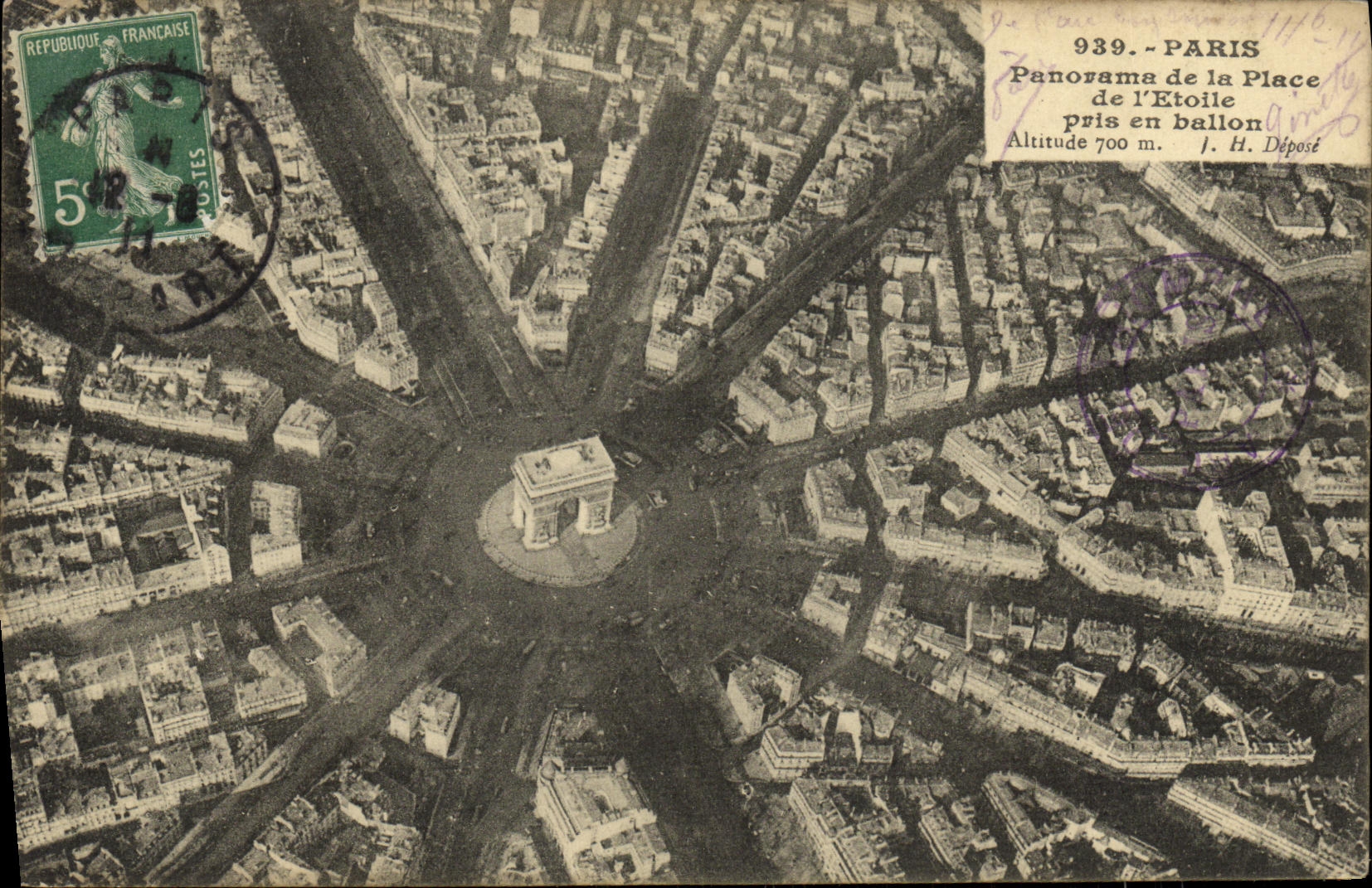 CPA Paris Panorama de la Place de l Etoile pris en ballon