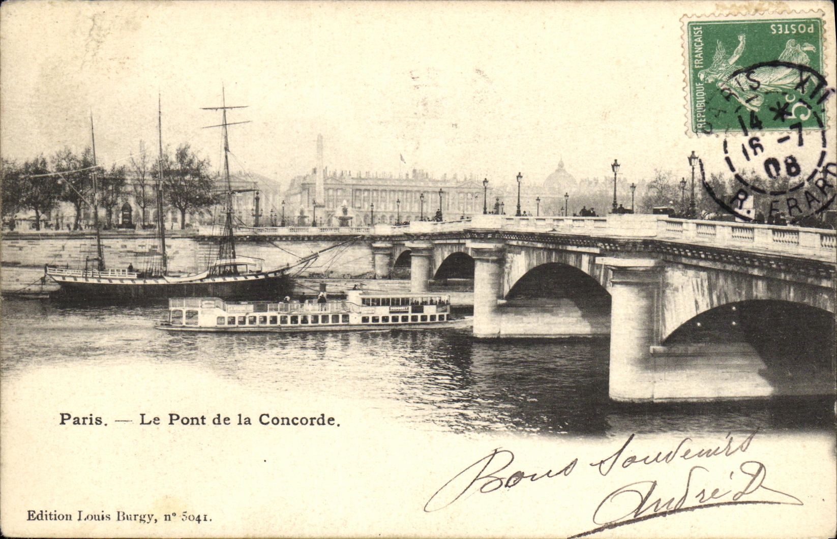 CPA Paris Le Pont de la Concorde Bateaux