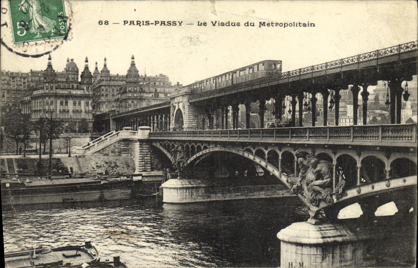 VINTAGE POSTCARD Paris Passy the Viaduct of the Subway Subway