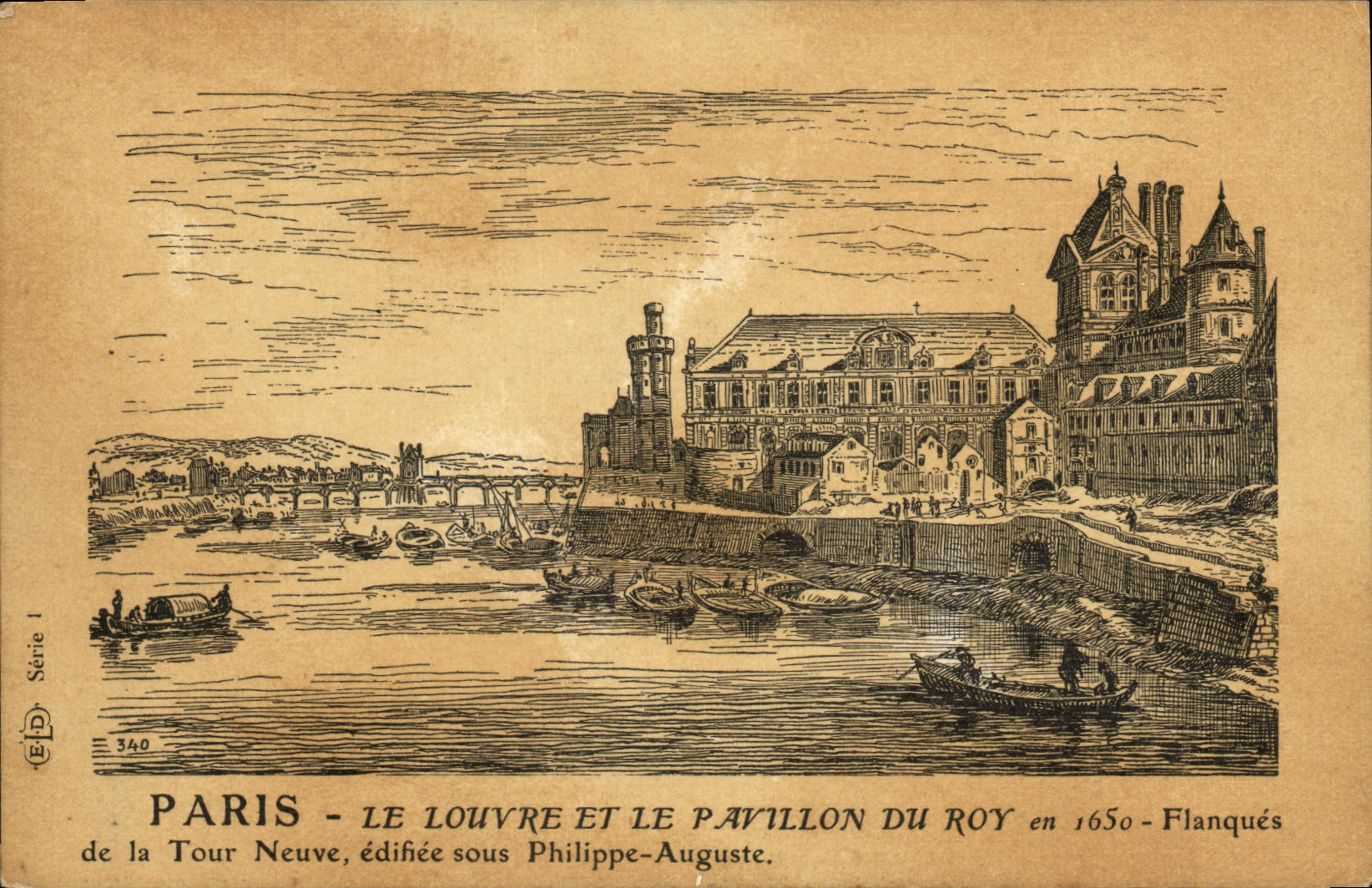POSTAL Paris de la VENDIMIA la lumbrera y la casa de Roy en 1650