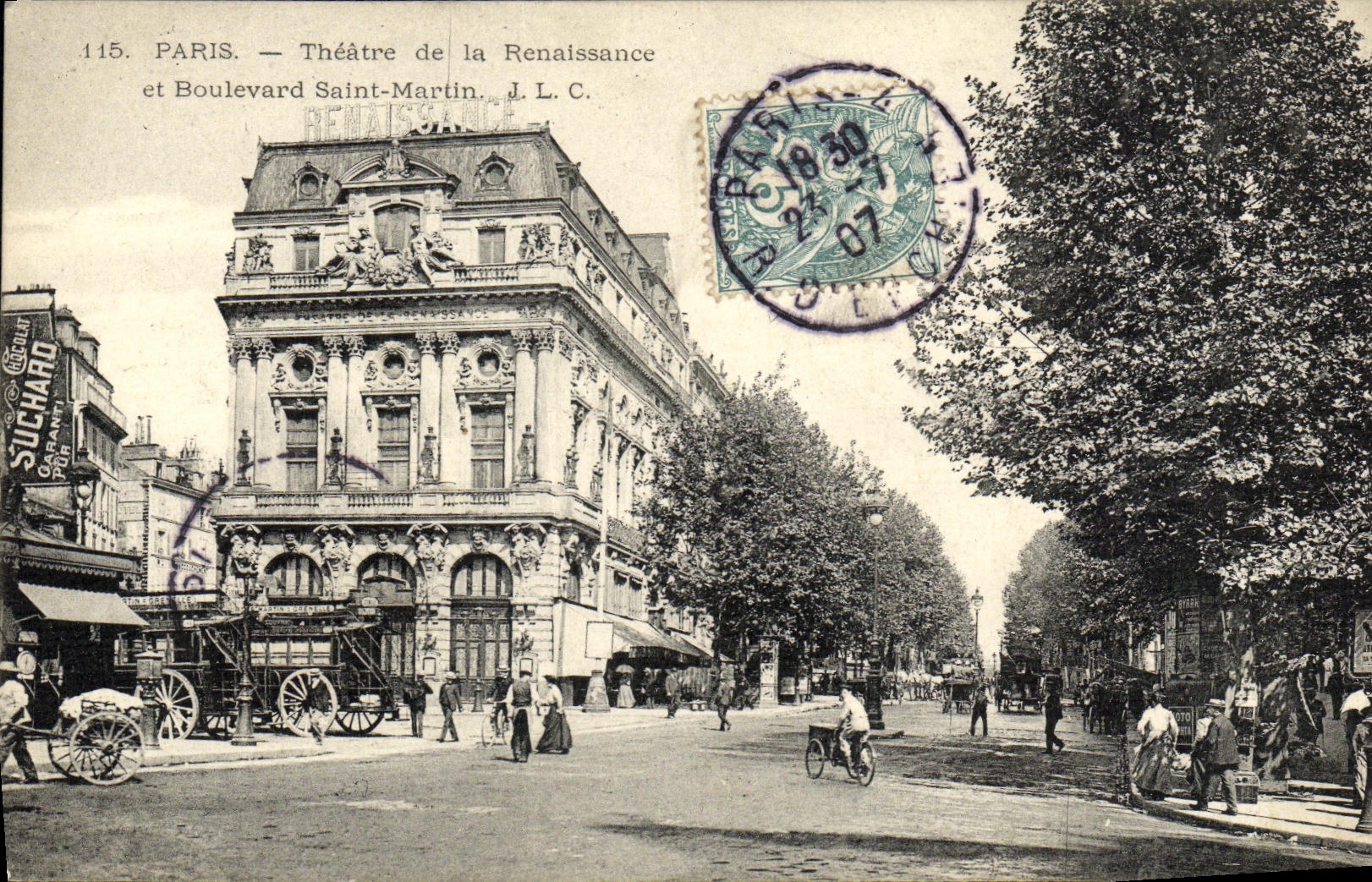VINTAGE POSTCARD Paris Theater of Renaissance and Holy Boulevard Martin