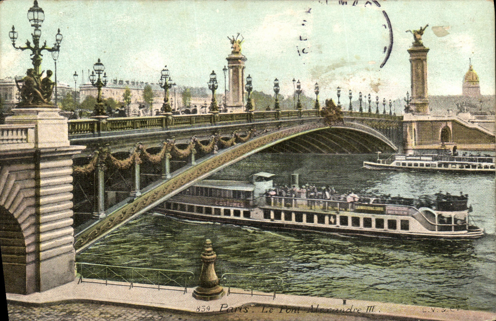 CPA Paris Le Pont Alexandre III peniche