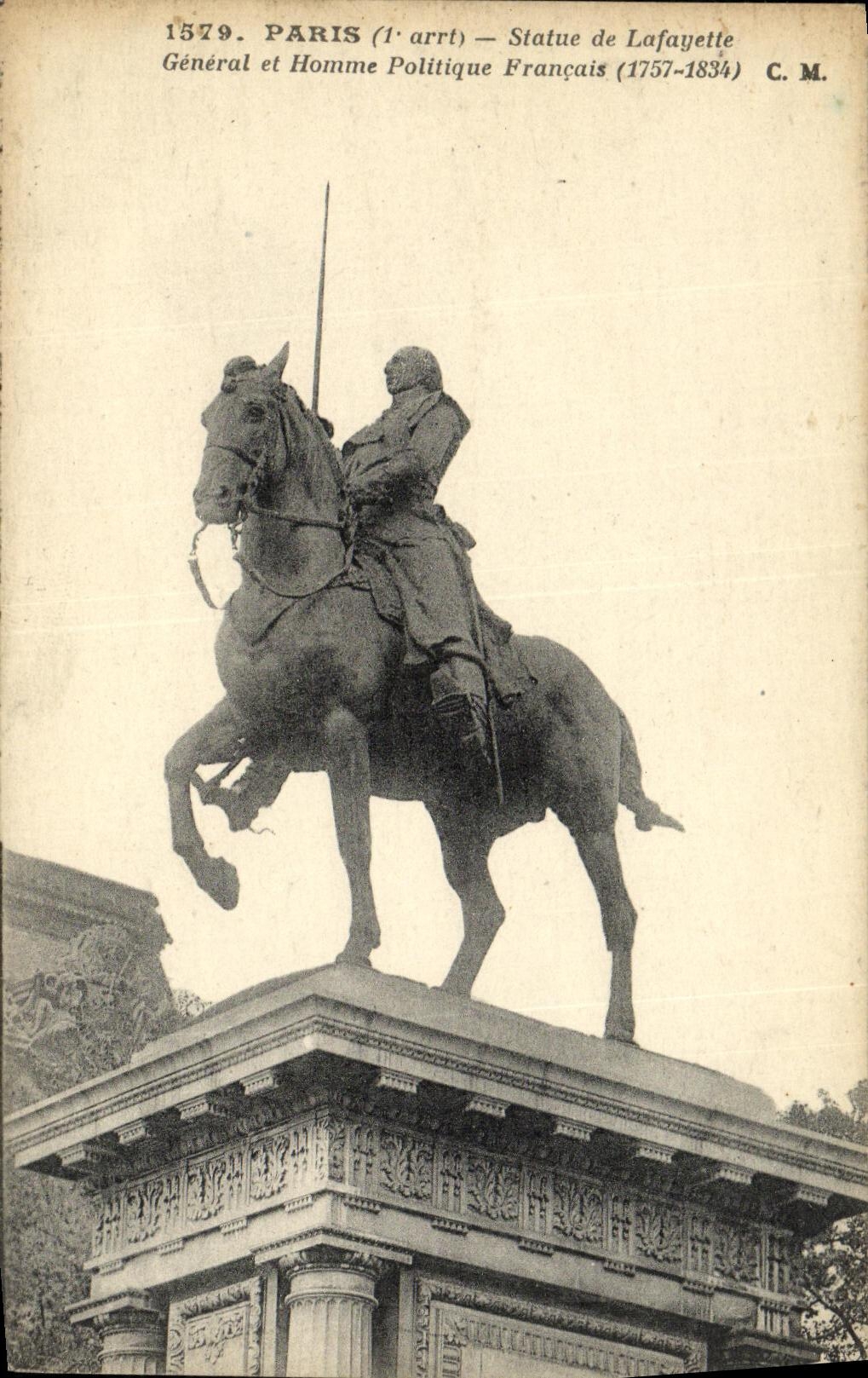 CPA Paris Statue de Lafayette General et Homme Politique Francais