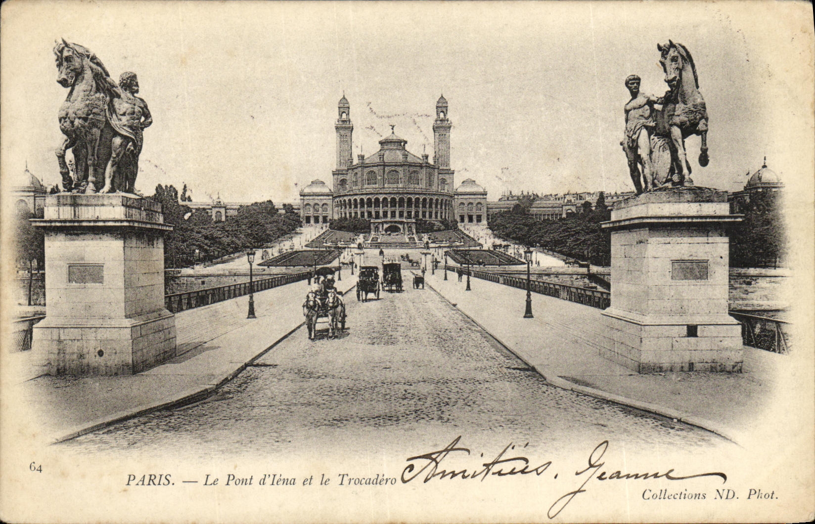 VINTAGE POSTCARD Paris the Bridge D lena and Trocadero
