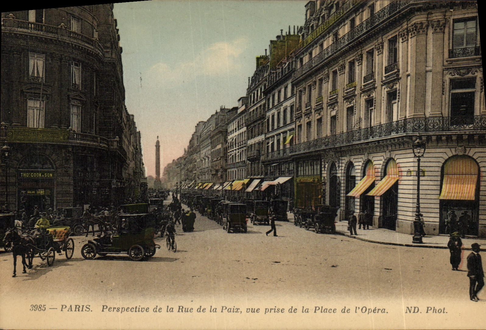 VINTAGE POSTCARD Paris Perspective of the Street of the Peace seen from of the Place of L Operated