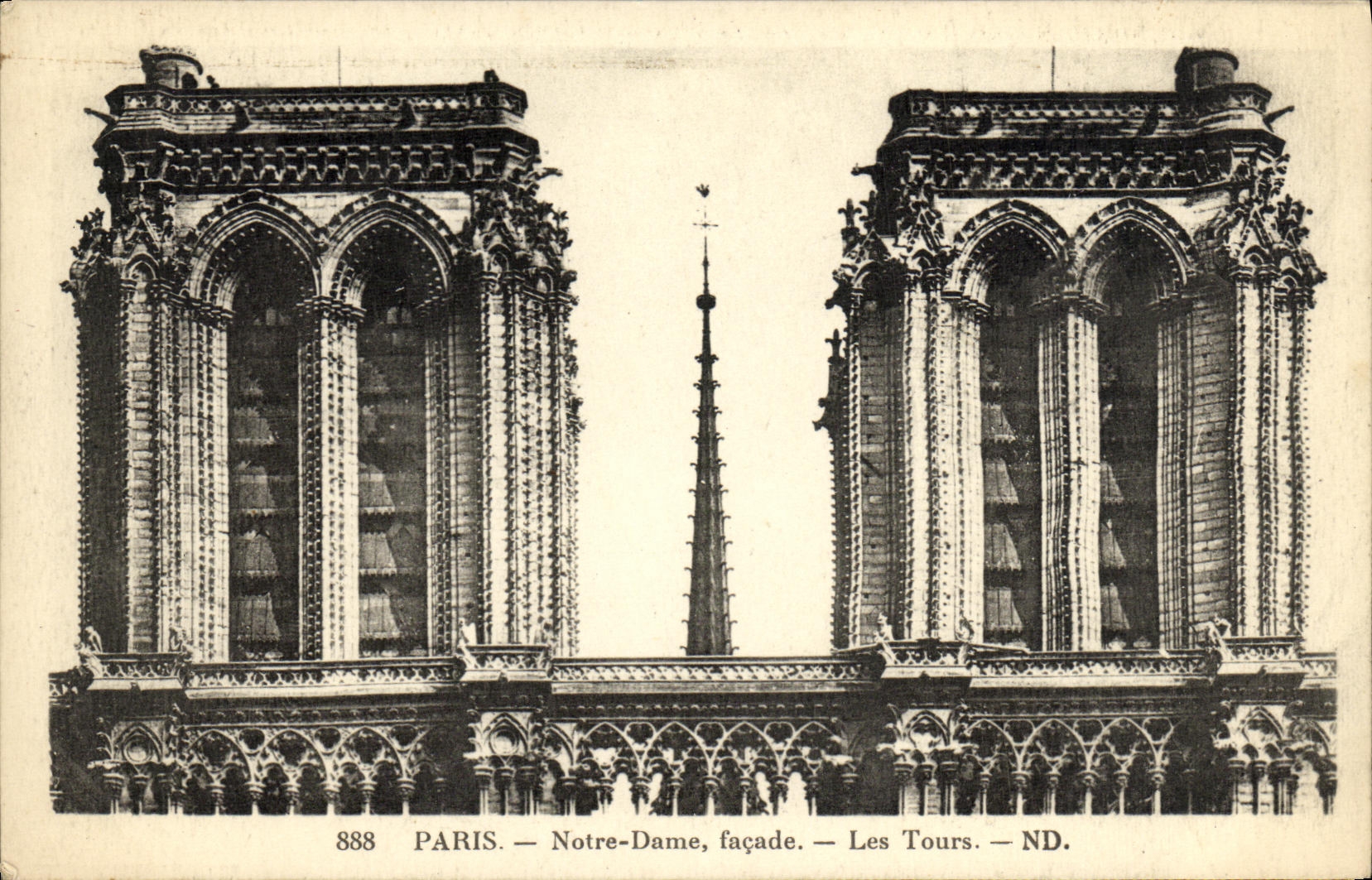 VINTAGE POSTCARD Paris Notre Dame frontage Tours