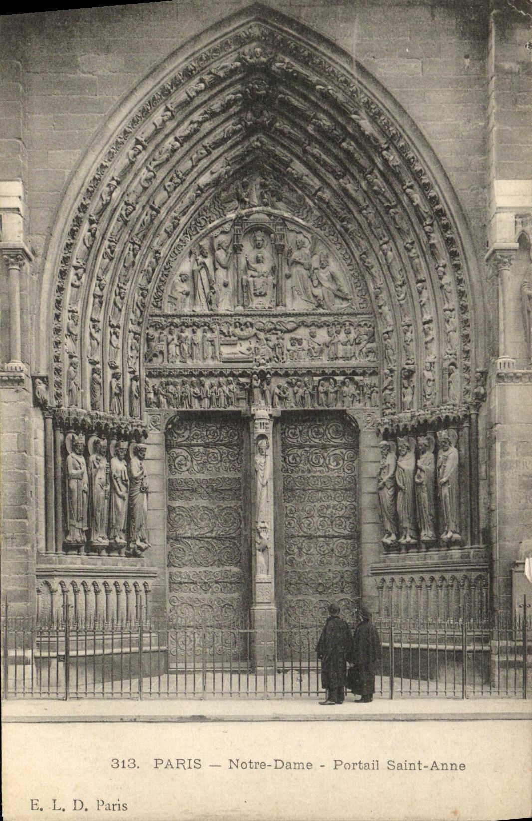 VINTAGE POSTCARD Paris Notre Dame Holy Gate Anne
