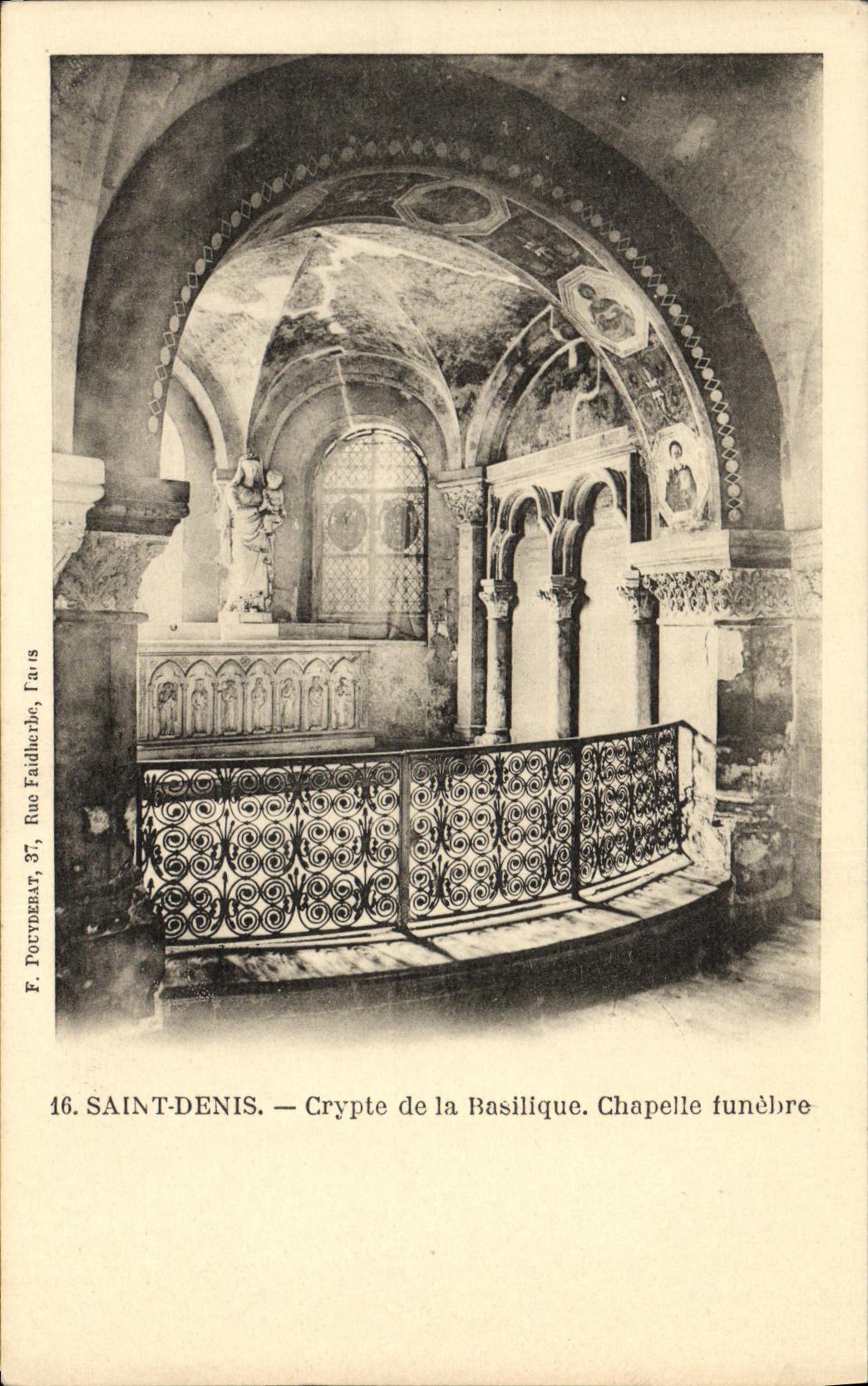 VINTAGE POSTCARD Holy Denis Crypt of the funeral Basilica Vault