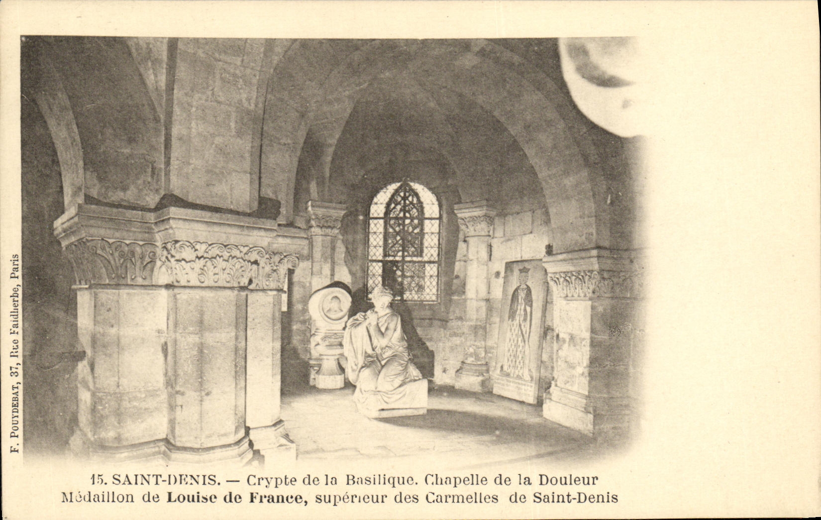 VINTAGE POSTCARD Holy Denis Crypt of the Basilica Vault of the Pain Medallion of higher louis of France of Carmelles