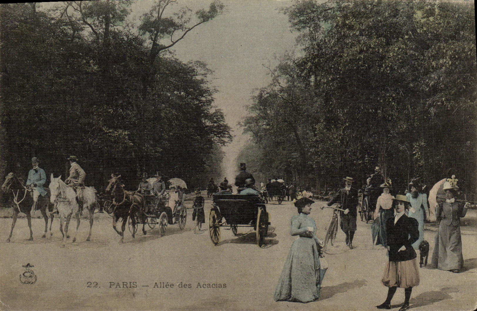 CPA Paris Allee Des Acacias Chevaux