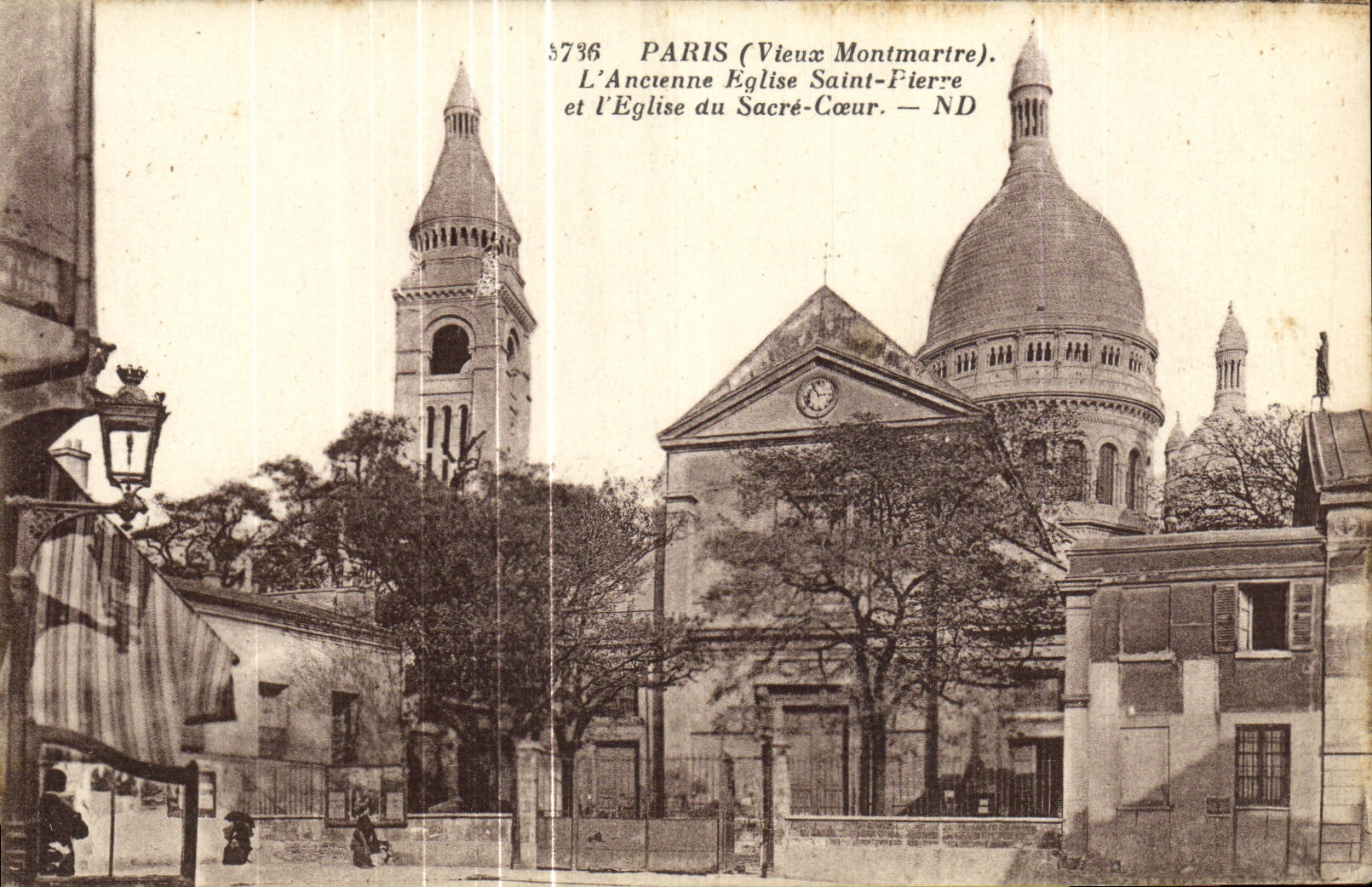 VINTAGE POSTCARD Paris L Old Church Holy Fierre and L Church of the Sacring Heart