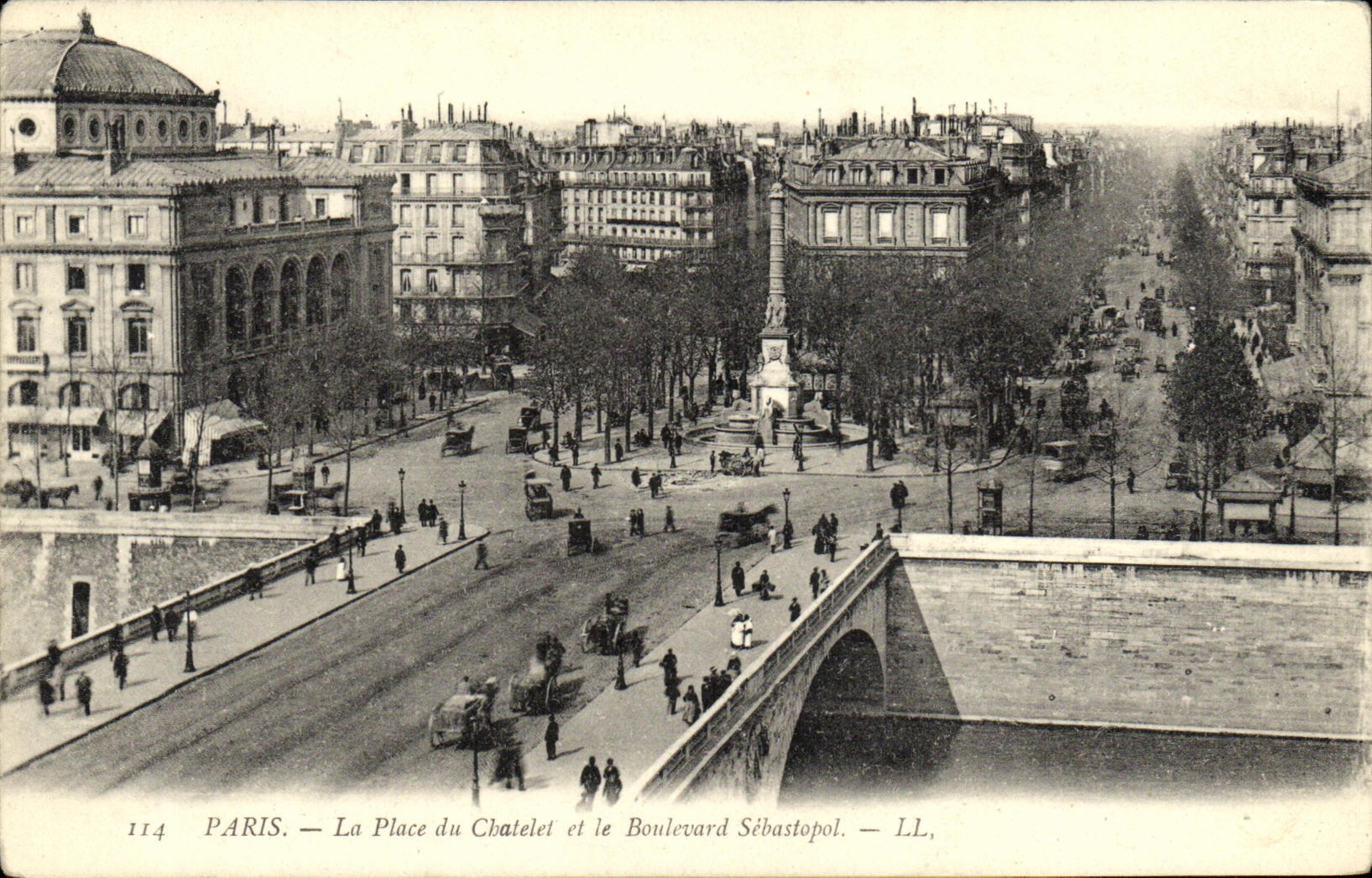 VINTAGE POSTCARD Paris the Place of Chatelet and the Sebastopol Boulevard