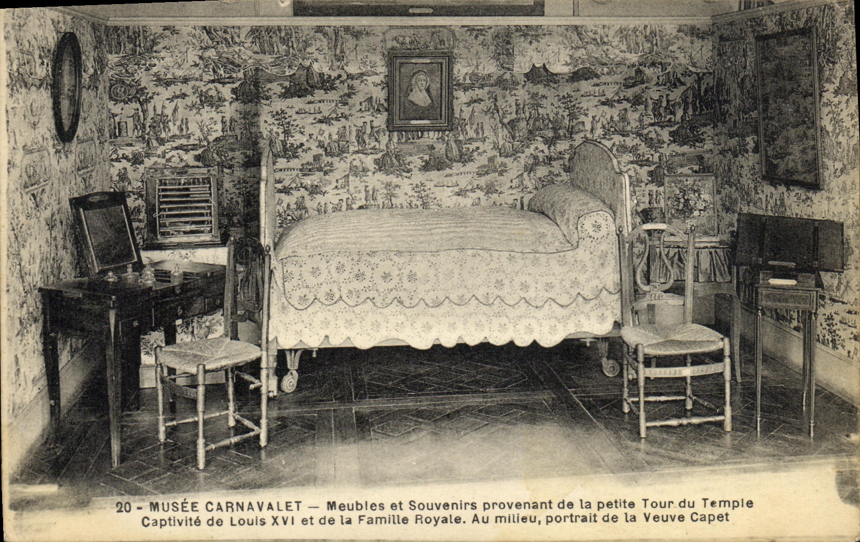 VINTAGE POSTCARD Paris Museum Carnavalet Pieces of furniture and memories coming from the small tower of the temple
