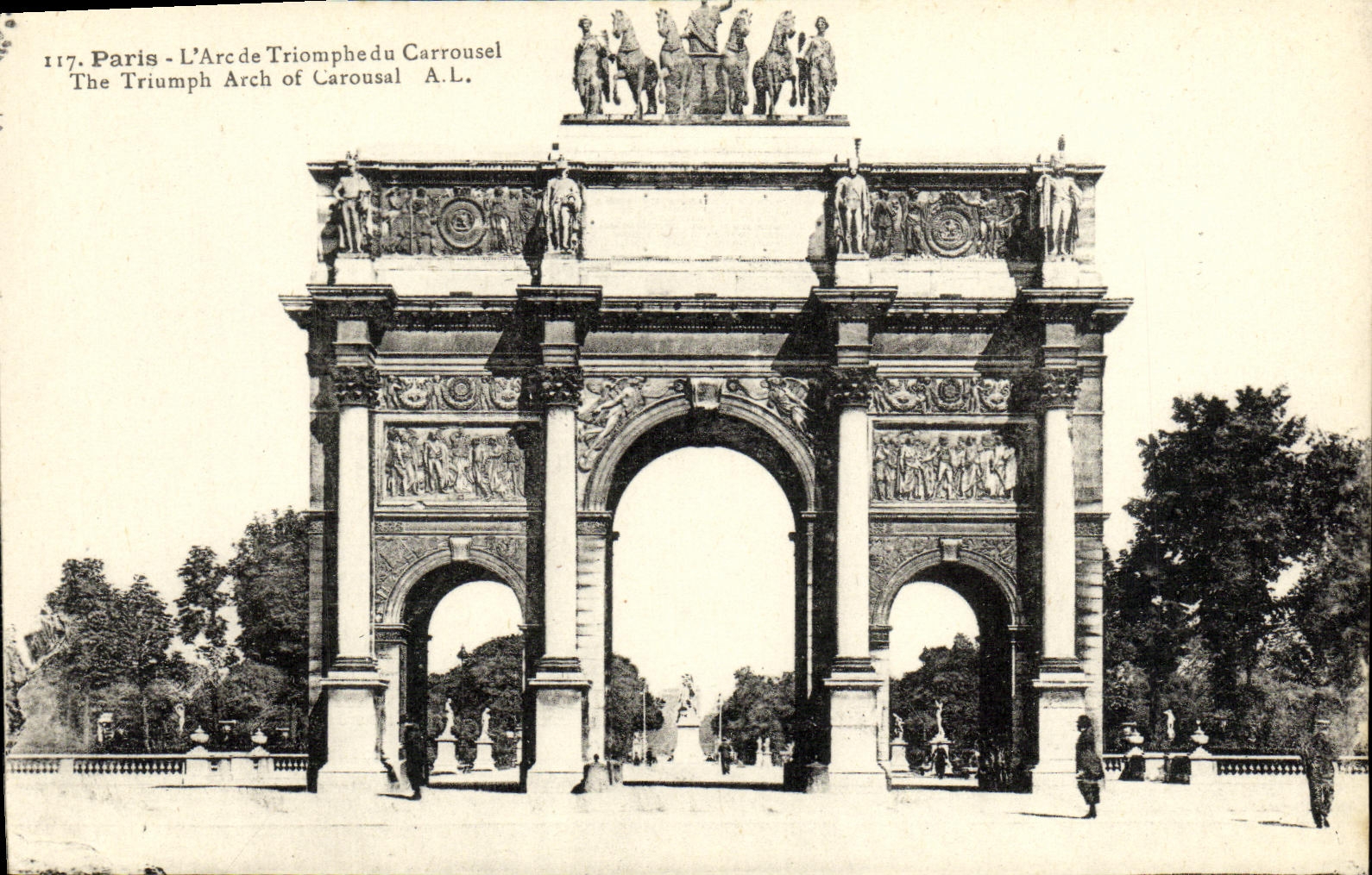 POSTAL Paris L de la VENDIMIA Arc de Triomphe del carrusel
