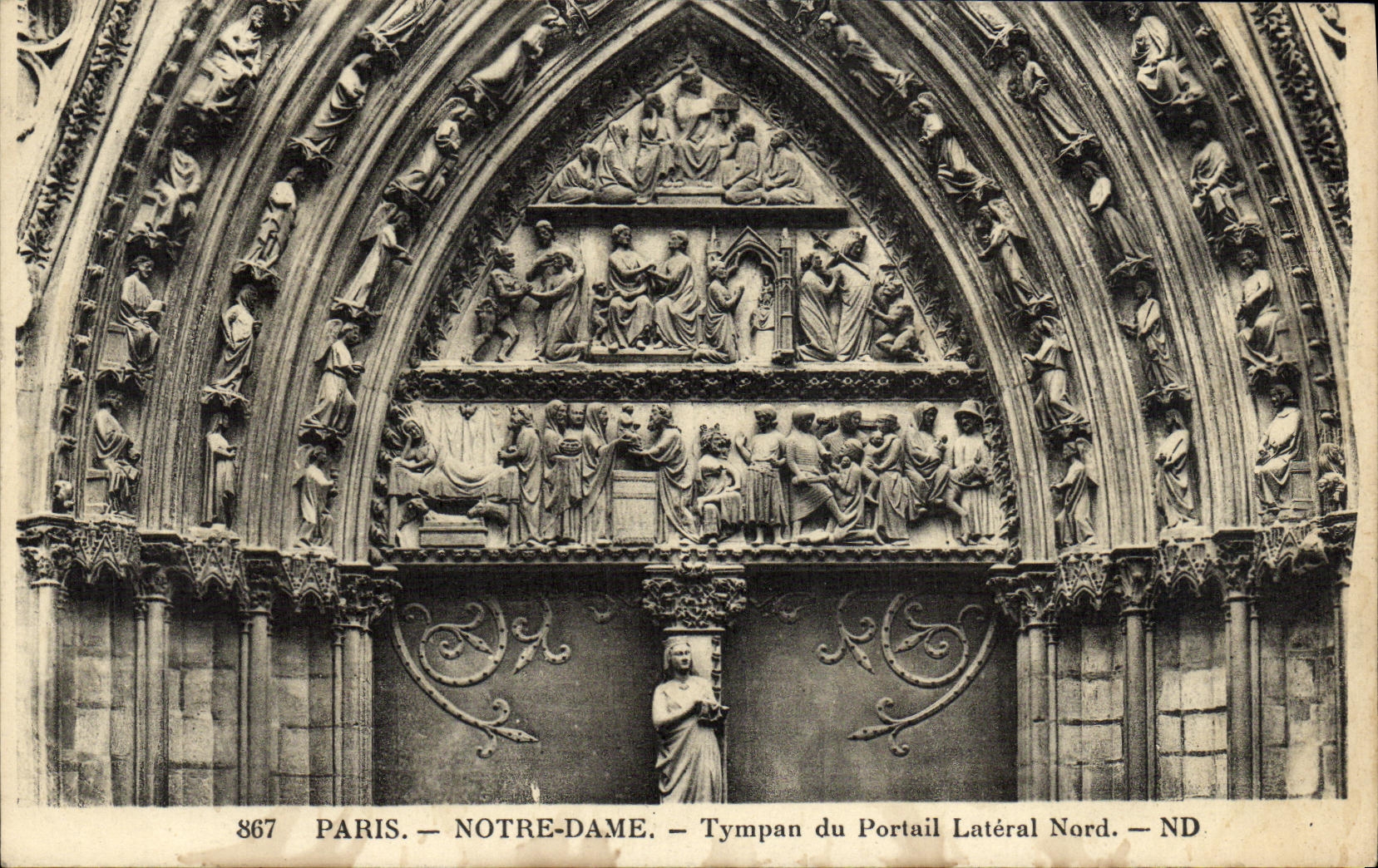 CPA Paris Notre Dame Tympan du Portail Lateral Nord