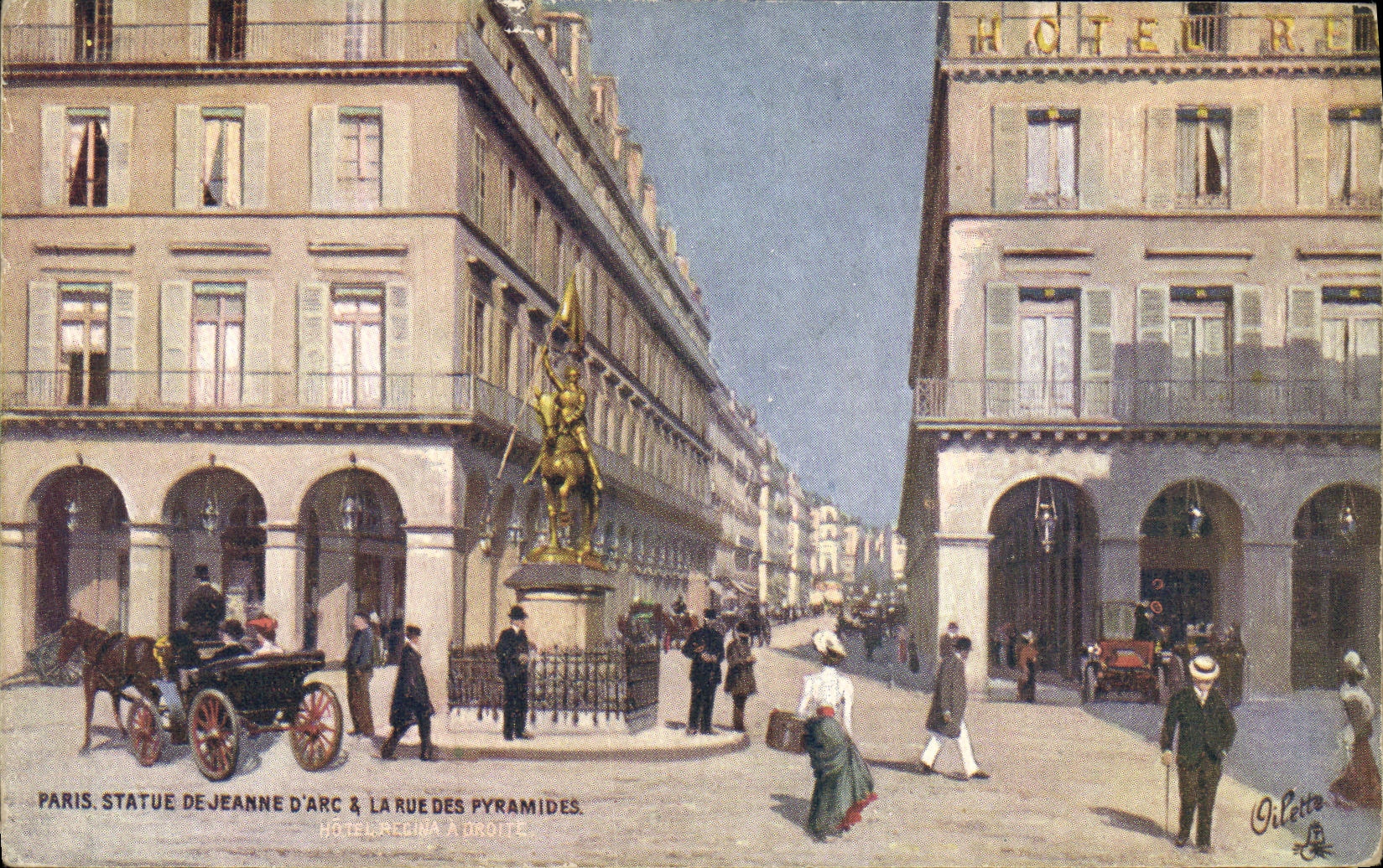 VINTAGE POSTCARD Paris Rules of Jeanne D Arc the Street of the Pyramids