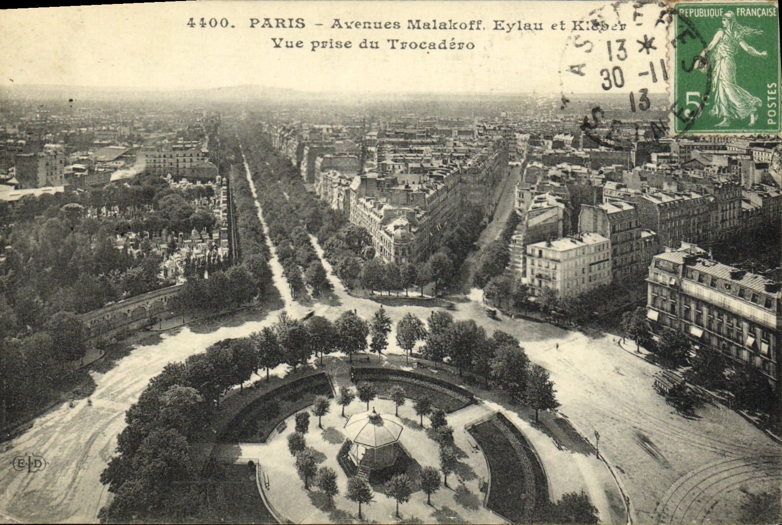 CPA Paris Avenues Malakoff Eylau et Kleber Vue Prise du Trocadero
