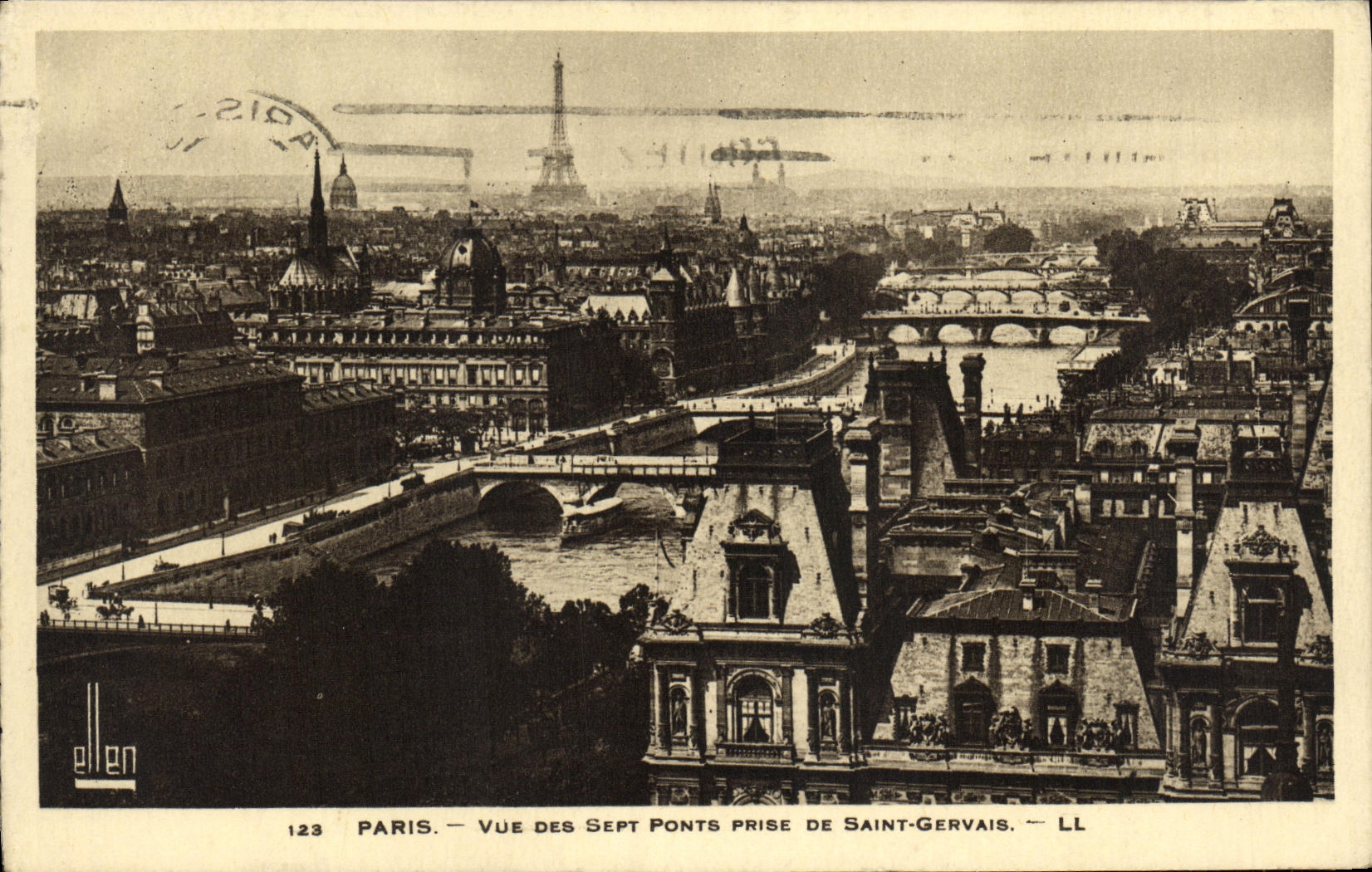 CPA Paris Vue Des Sept Ponts Prise De Saint Gervais Tour Eiffel