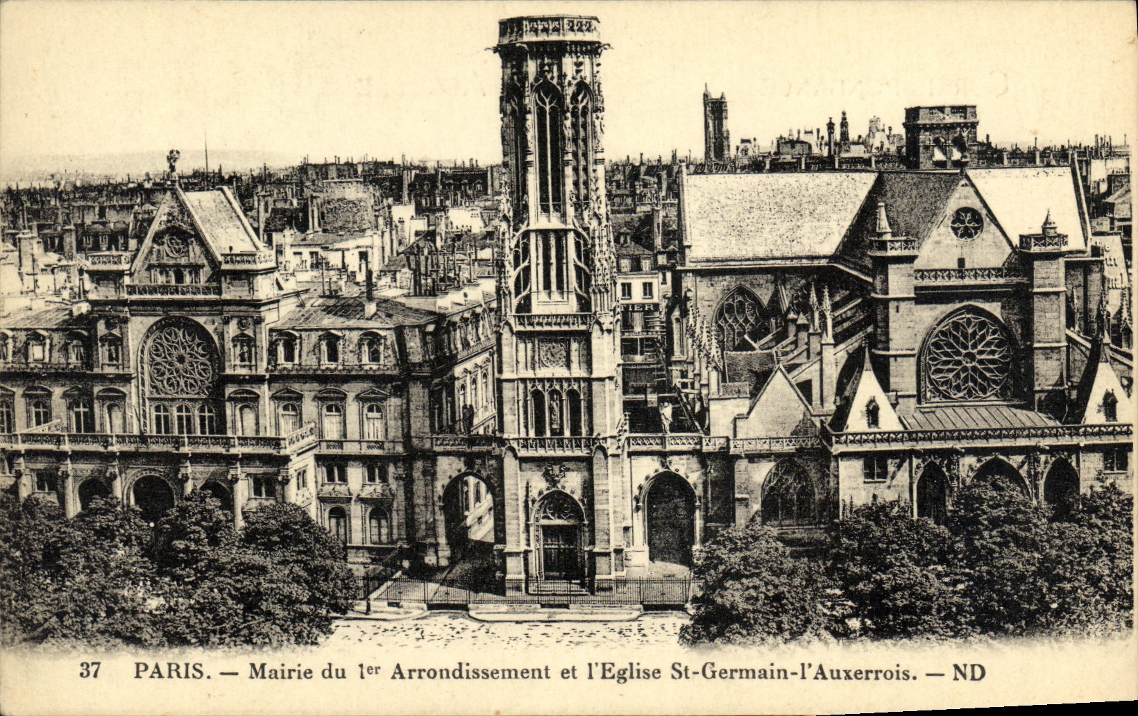 VINTAGE POSTCARD Paris Marie of the 1st District and L Church German St L Auxerre native