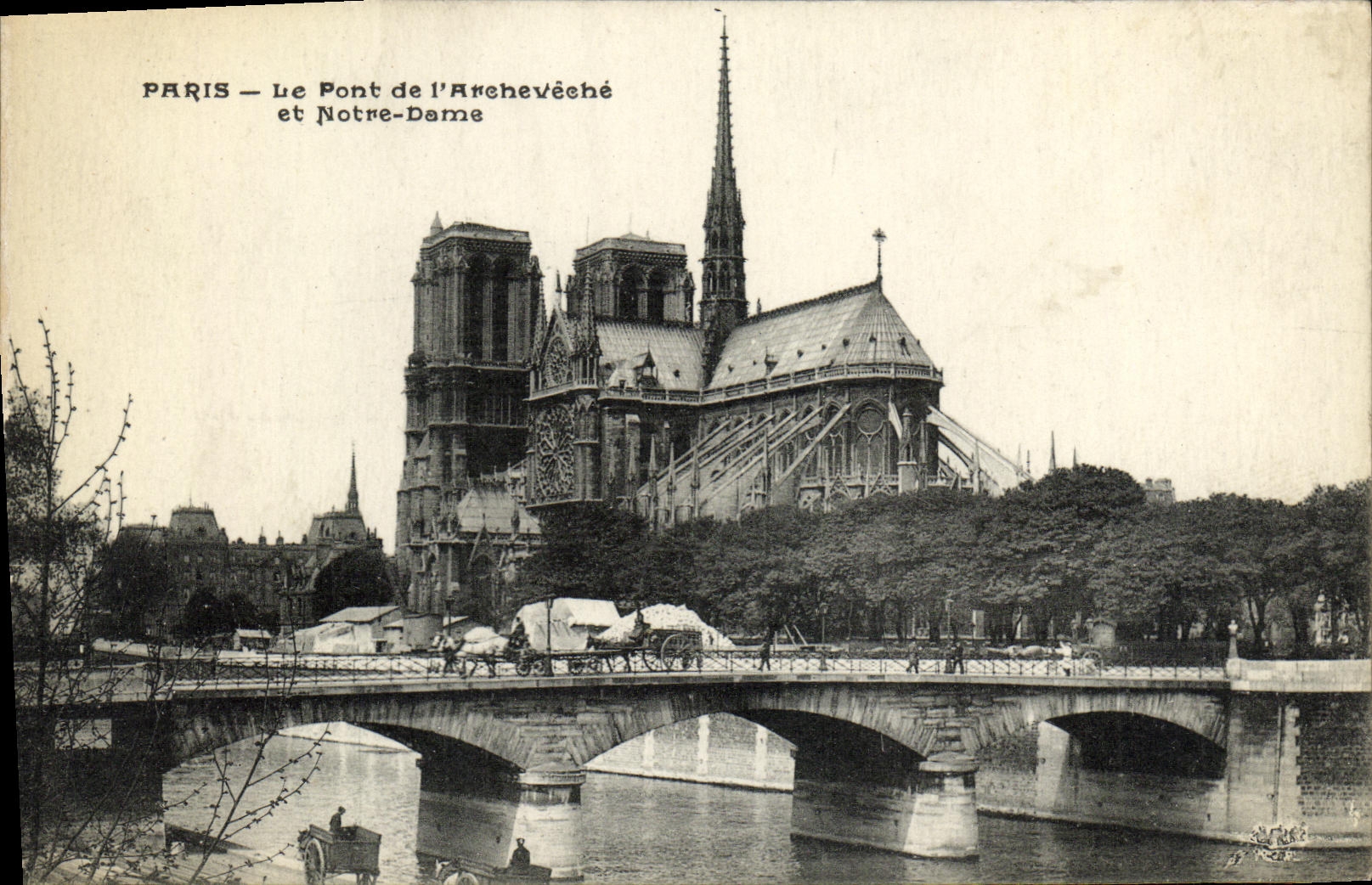 POSTAL Paris de la VENDIMIA el puente del palacio y de Notre Dame de L arzobispo
