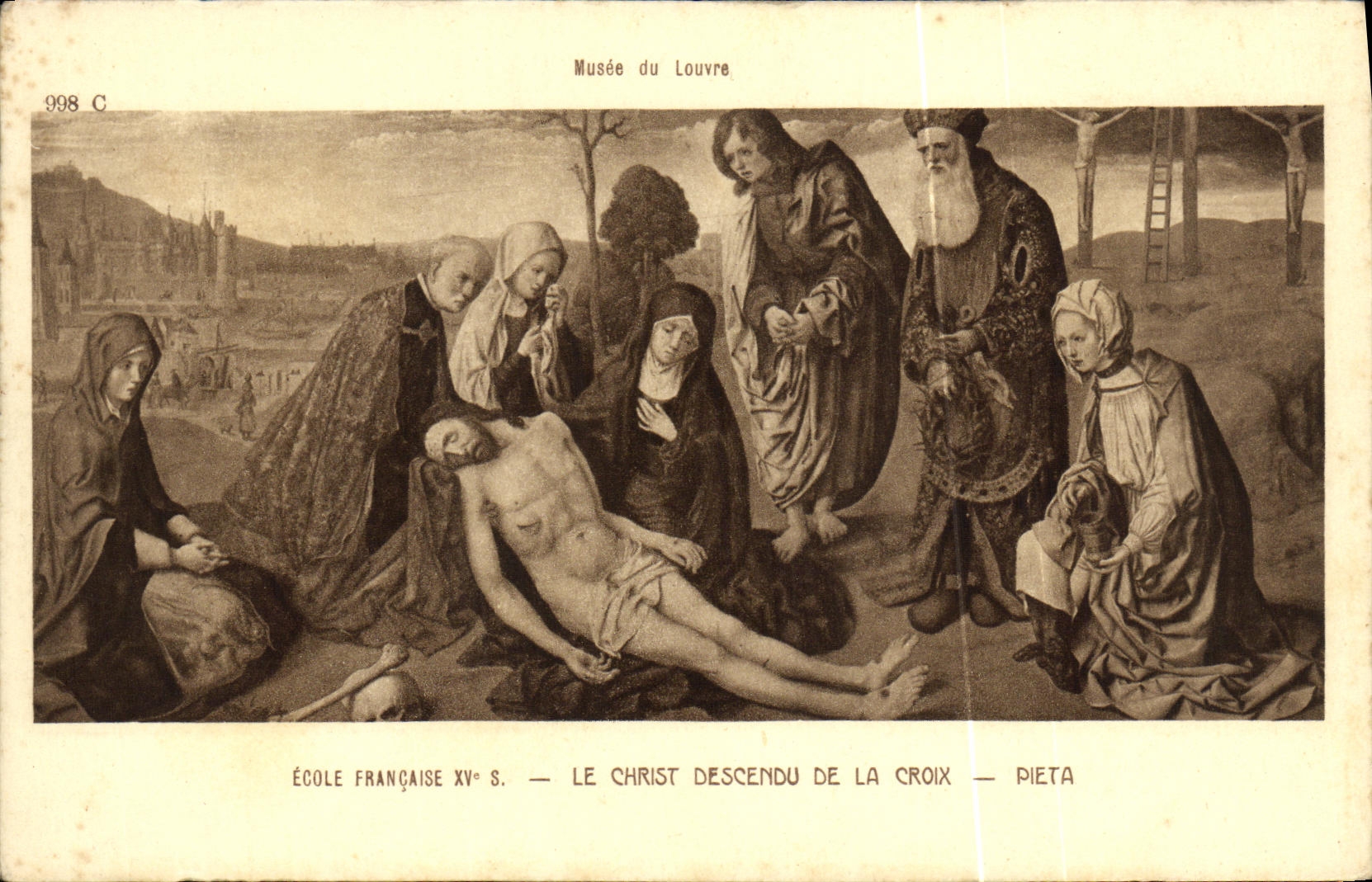 VINTAGE POSTCARD Paris Museum of Louvre Christ gone down from the Pieta cross