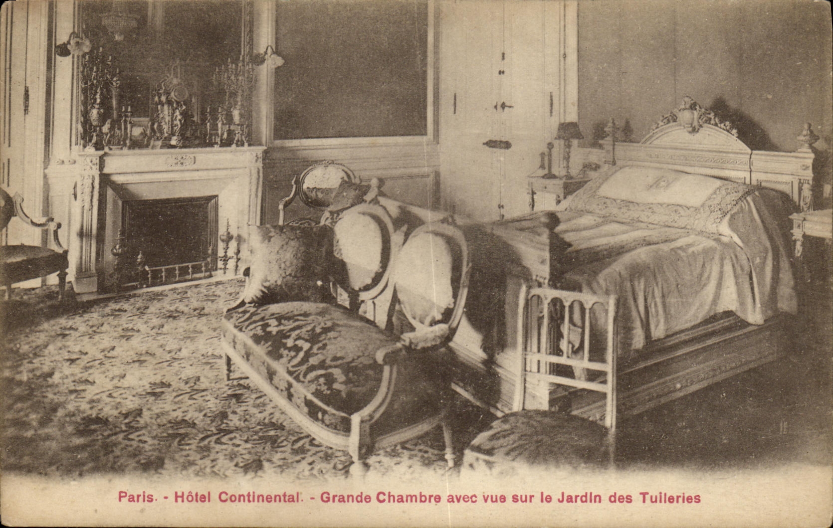 VINTAGE POSTCARD the Continental Hotel Large Room With Sight On the Garden of Tuilerise