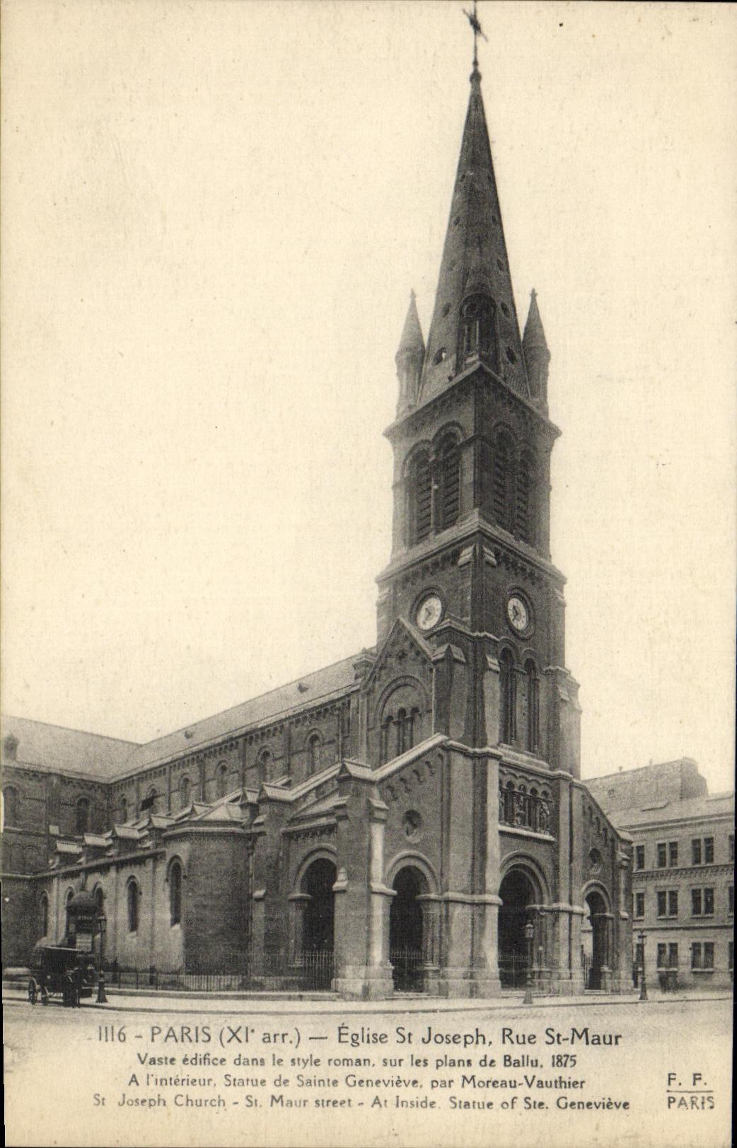 CPA Paris Eglise St Joseph Rue St Maur