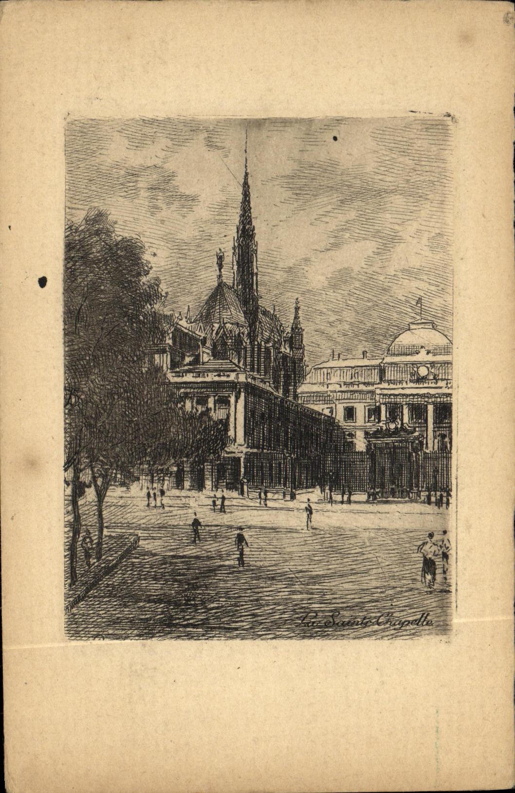 VINTAGE POSTCARD Paris Sainte Vault Law courts