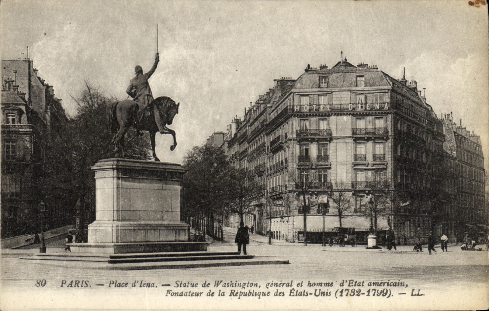 VINTAGE POSTCARD Paris Places D Iena Statue of Washington