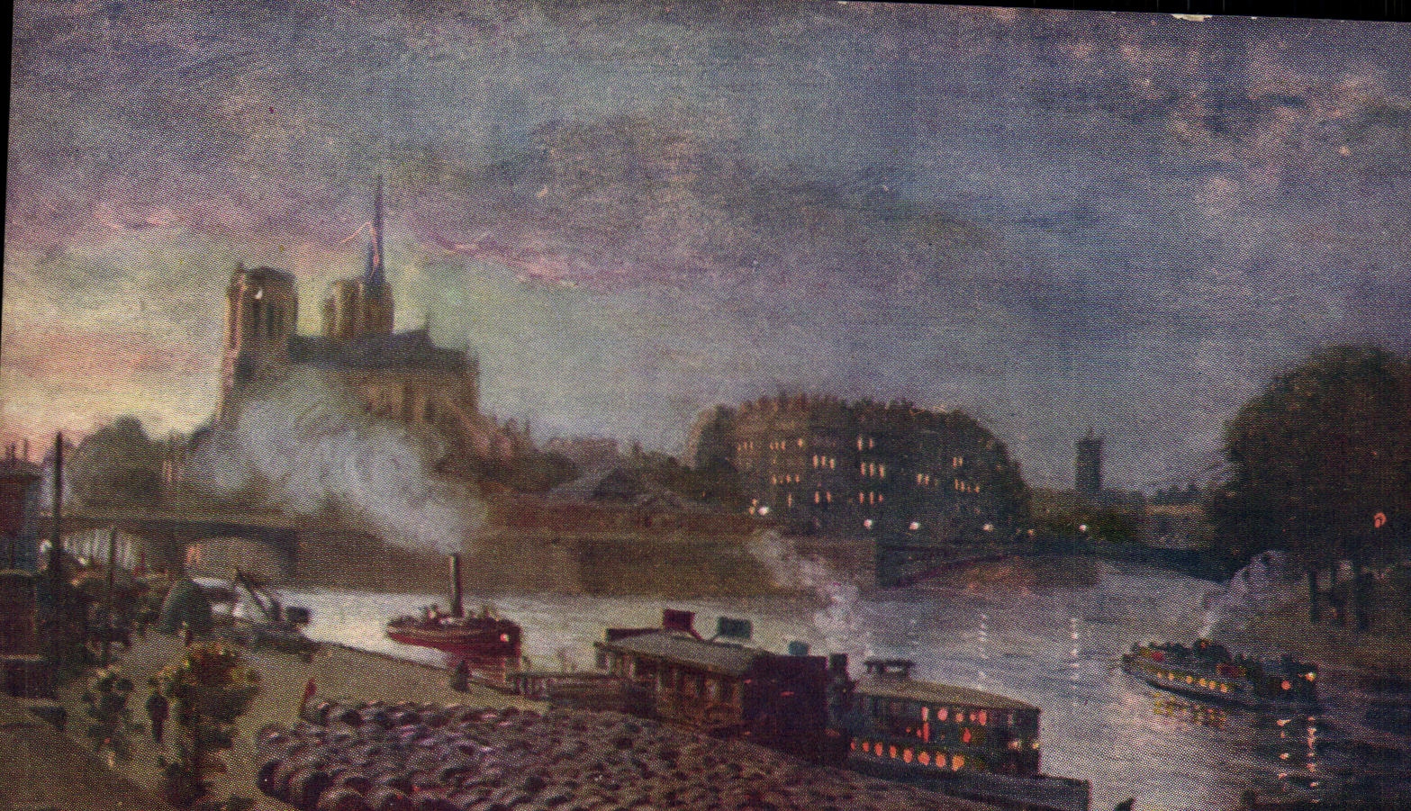 POSTAL Paris de la VENDIMIA el puente del palacio de L arzobispo de Notre Dame