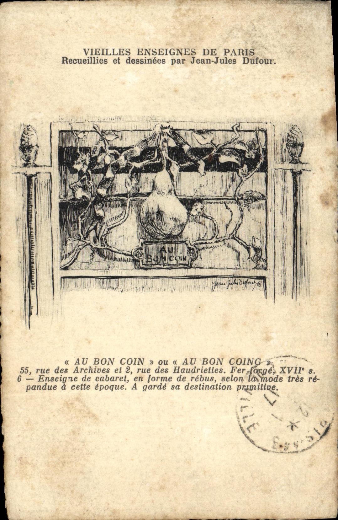 Muestras de Paris Vieilles de la POSTAL de la VENDIMIA de Paris a los buenos pescados de la esquina