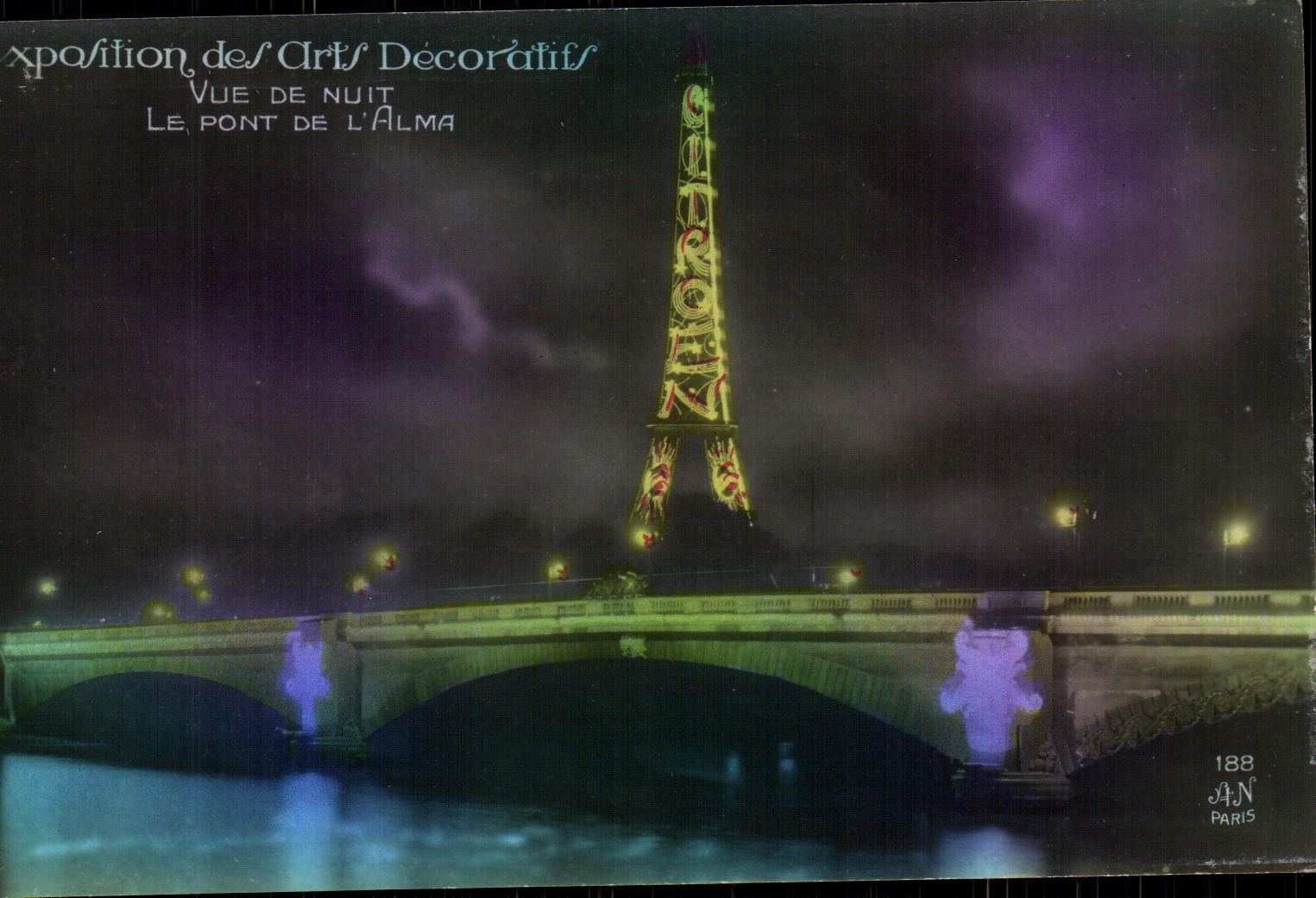 CPA Paris Exposition des Arts Decoratifs Vue De Nuit Le Pont De L Alma