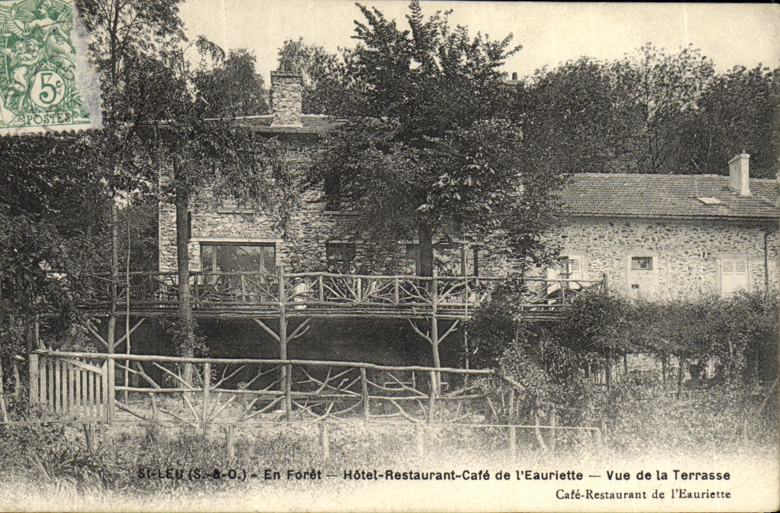CPA Saint Leu En Foret Hotel Restaurant Cafe de l Eauriette Vue de la terrass