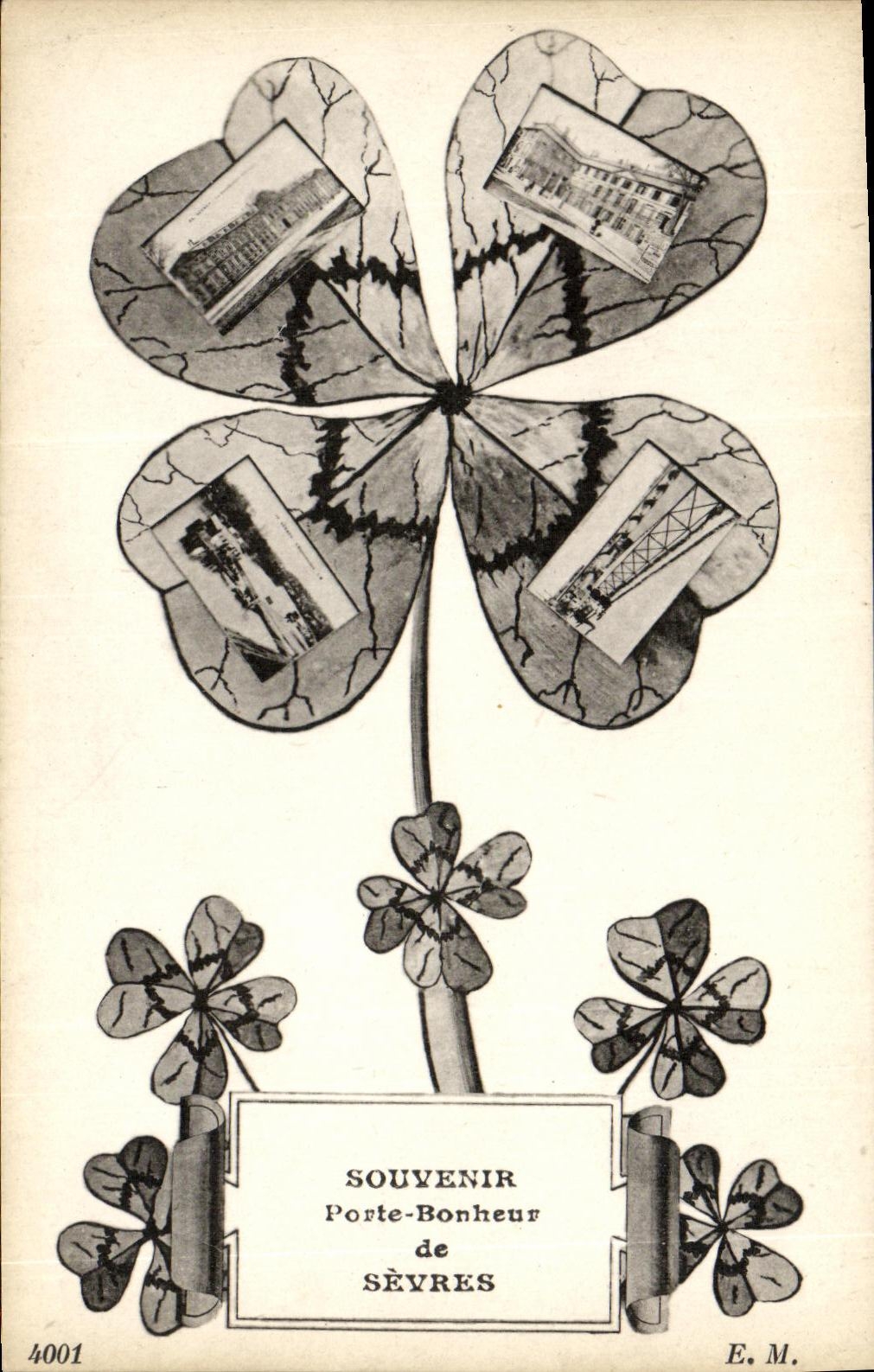 CPA Souvenir Porte Bonheur de Sevres Trefle