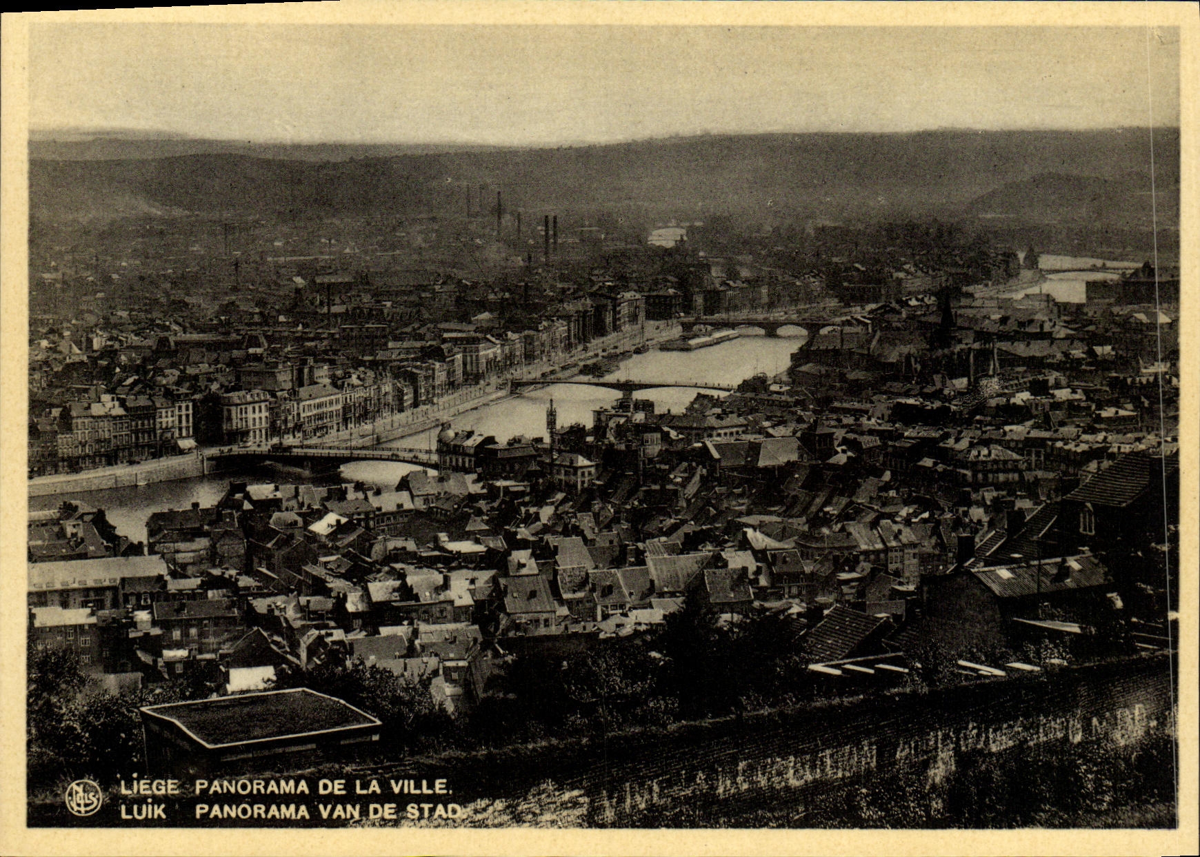 VINTAGE POSTCARD Liege Panorama of the city