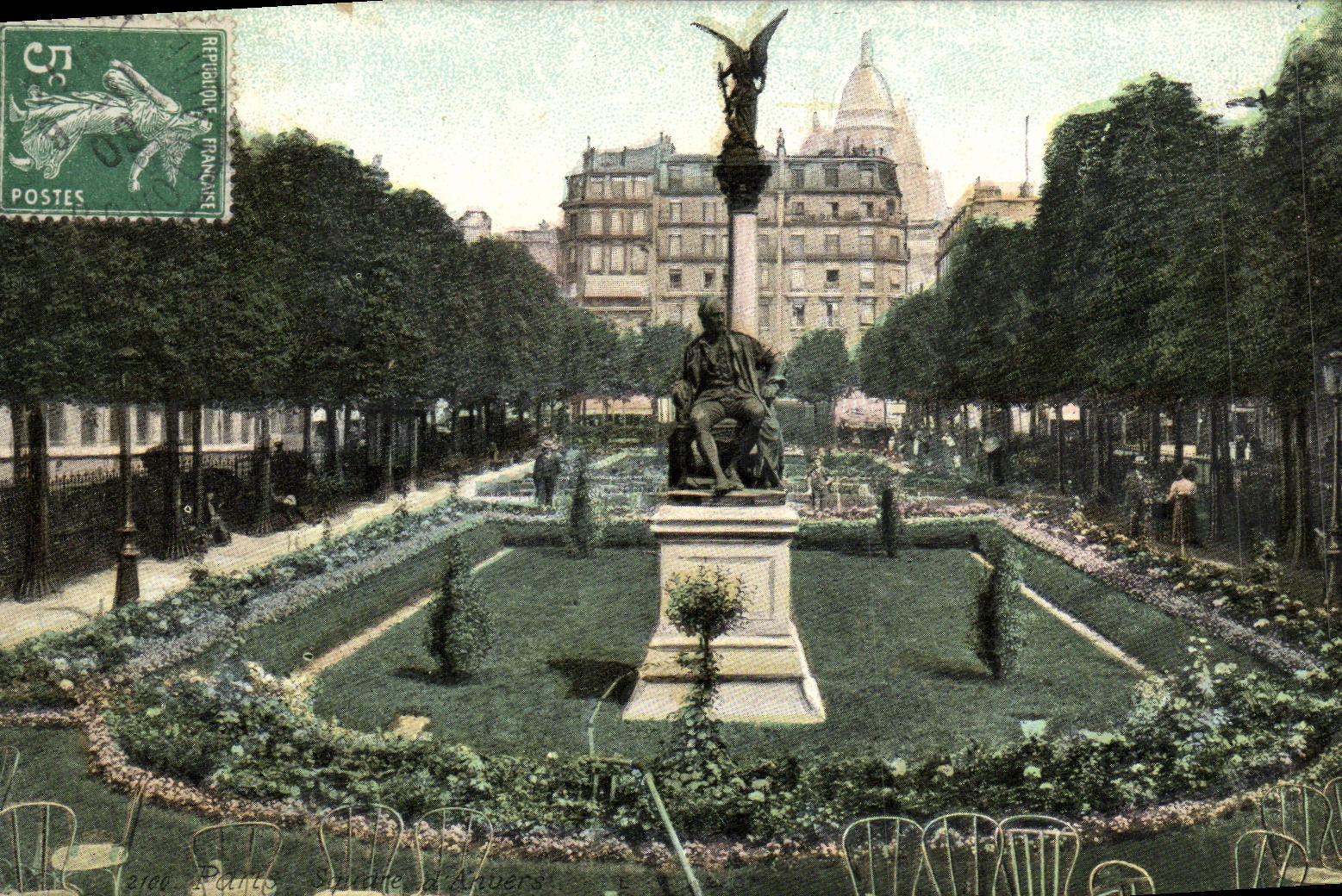 VINTAGE POSTCARD Paris Public garden D Antwerp