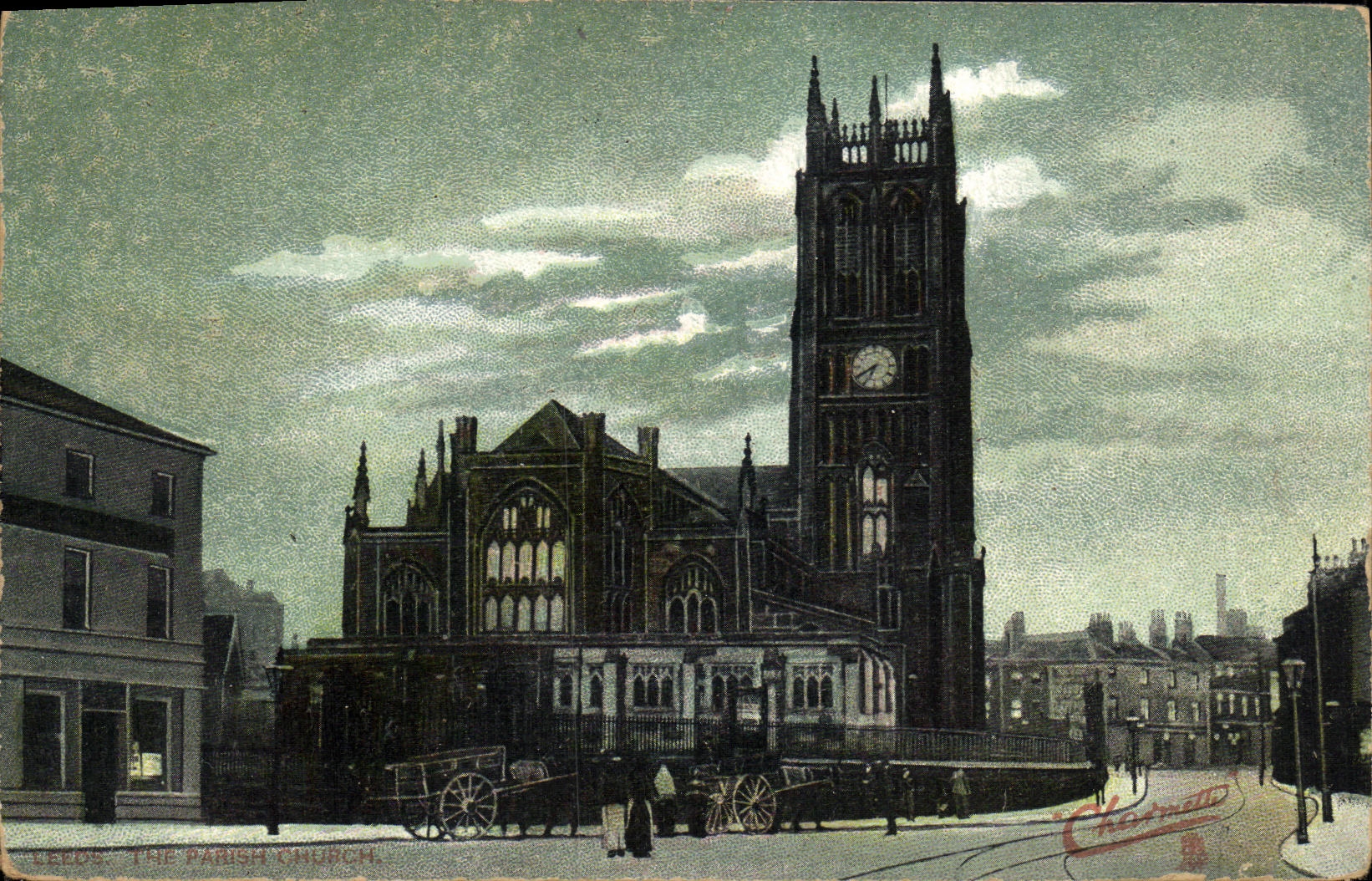 VINTAGE POSTCARD Leeds The parish church