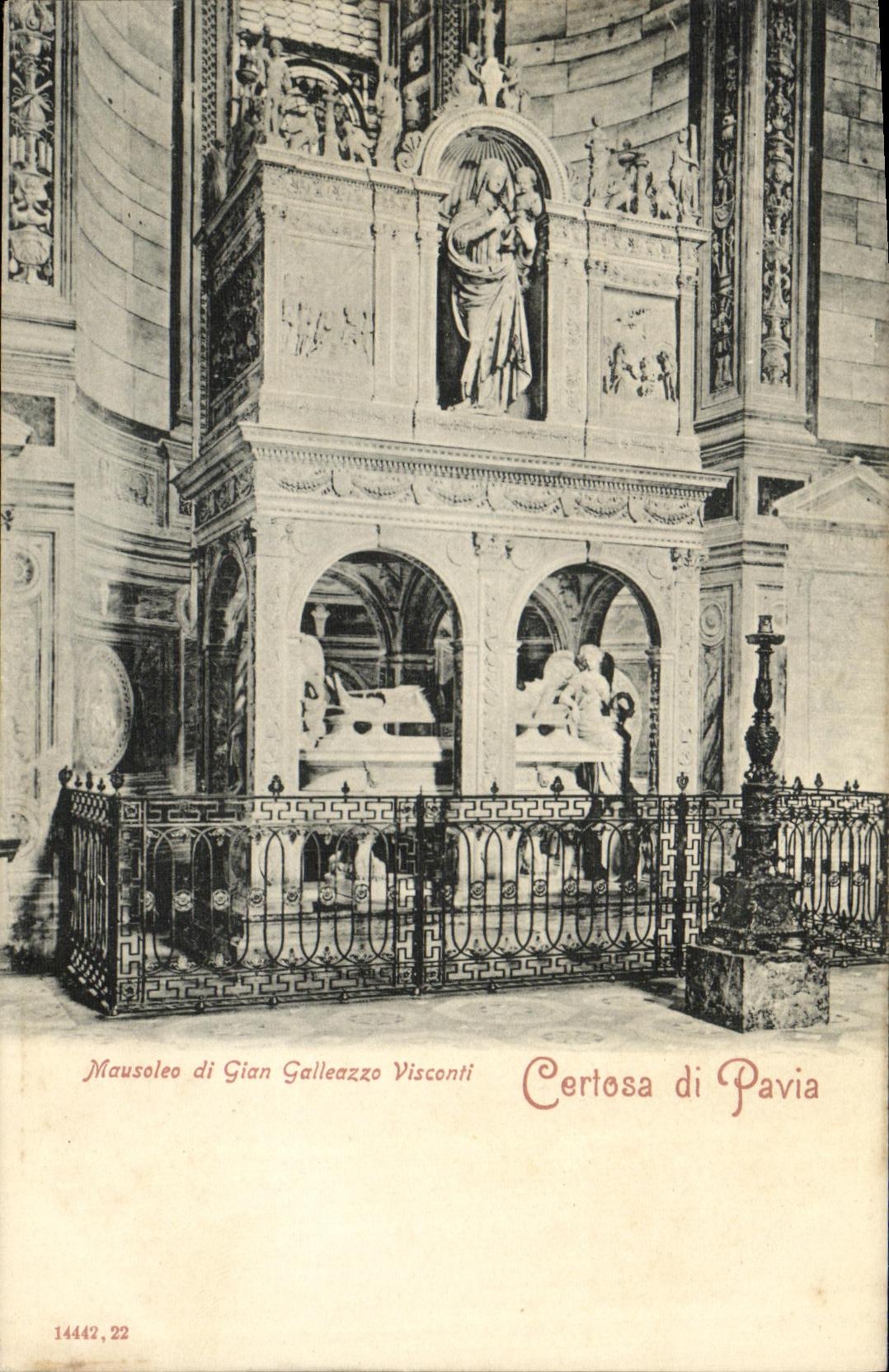 VINTAGE POSTCARD Mausoleo di Gian Galleazze Visconti Certosa di Pavia