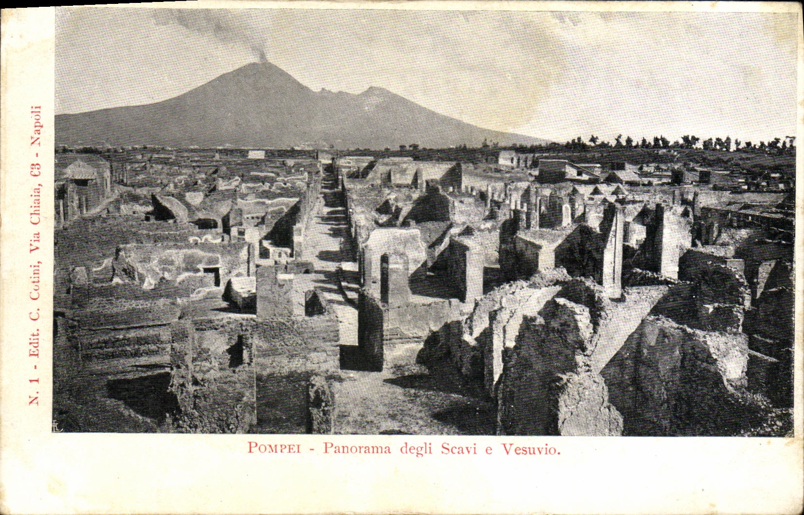 Degli Scavi E Vesuvio del panorama de Pompeya de la POSTAL de la VENDIMIA