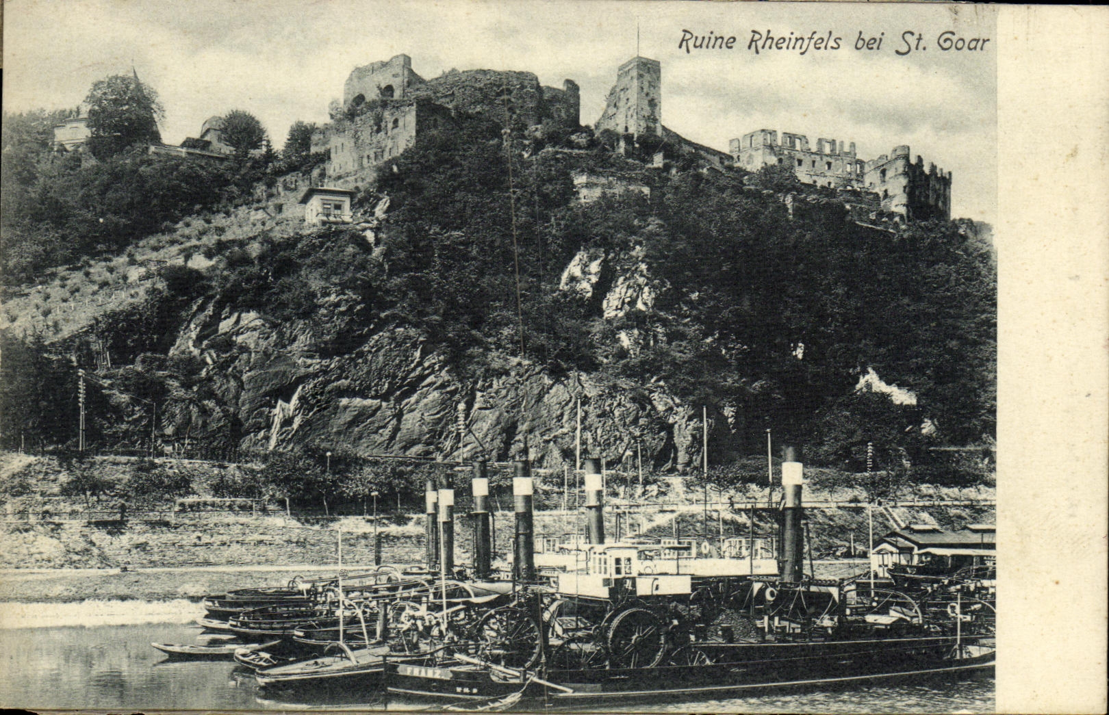 VINTAGE POSTCARD Ruin Rheinfels EIB St Goar Boats